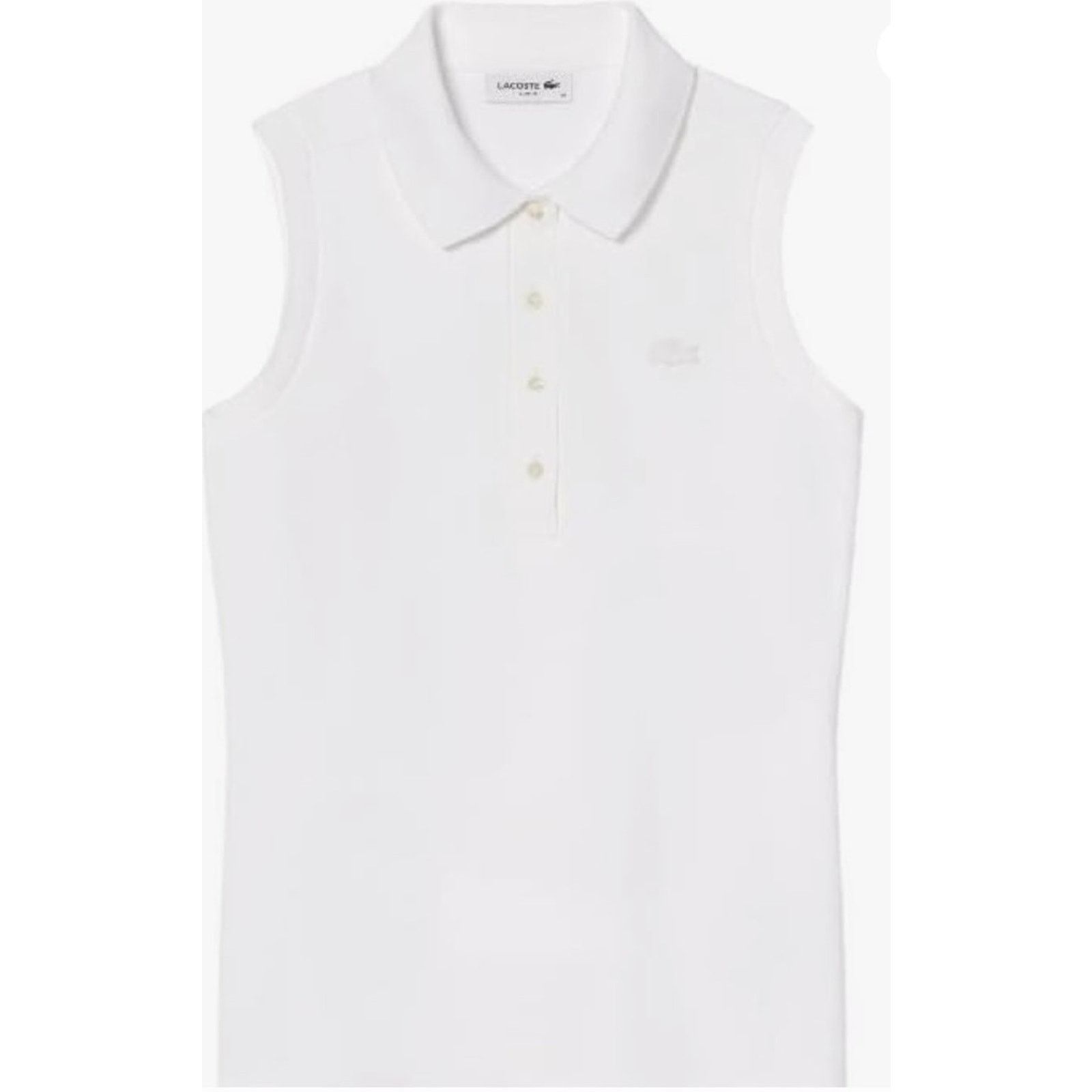 Lacoste Lacoste Women's Sleeveless Slim Fit Stretch Polo White, 12 Size XL / US 12-14 / IT 48-50 - 1 Thumbnail
