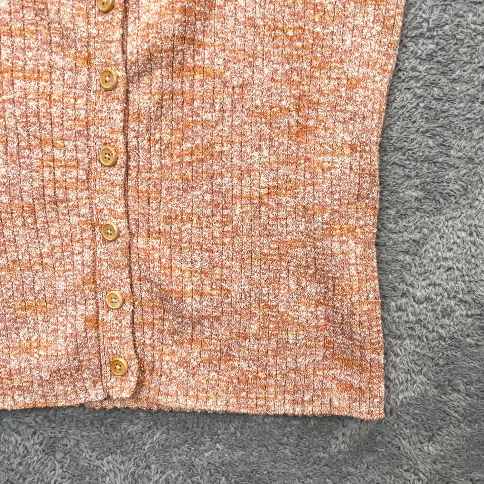 Madewell Madewell Cardigan Sweater Womens XS Orange Marled Shaw Button Front Cap Sleeve Knit Ribbed Slim Pullover Casual Workwear Autumn City Preppy Size XS / US 0-2 / IT 36-38 - 4 Thumbnail