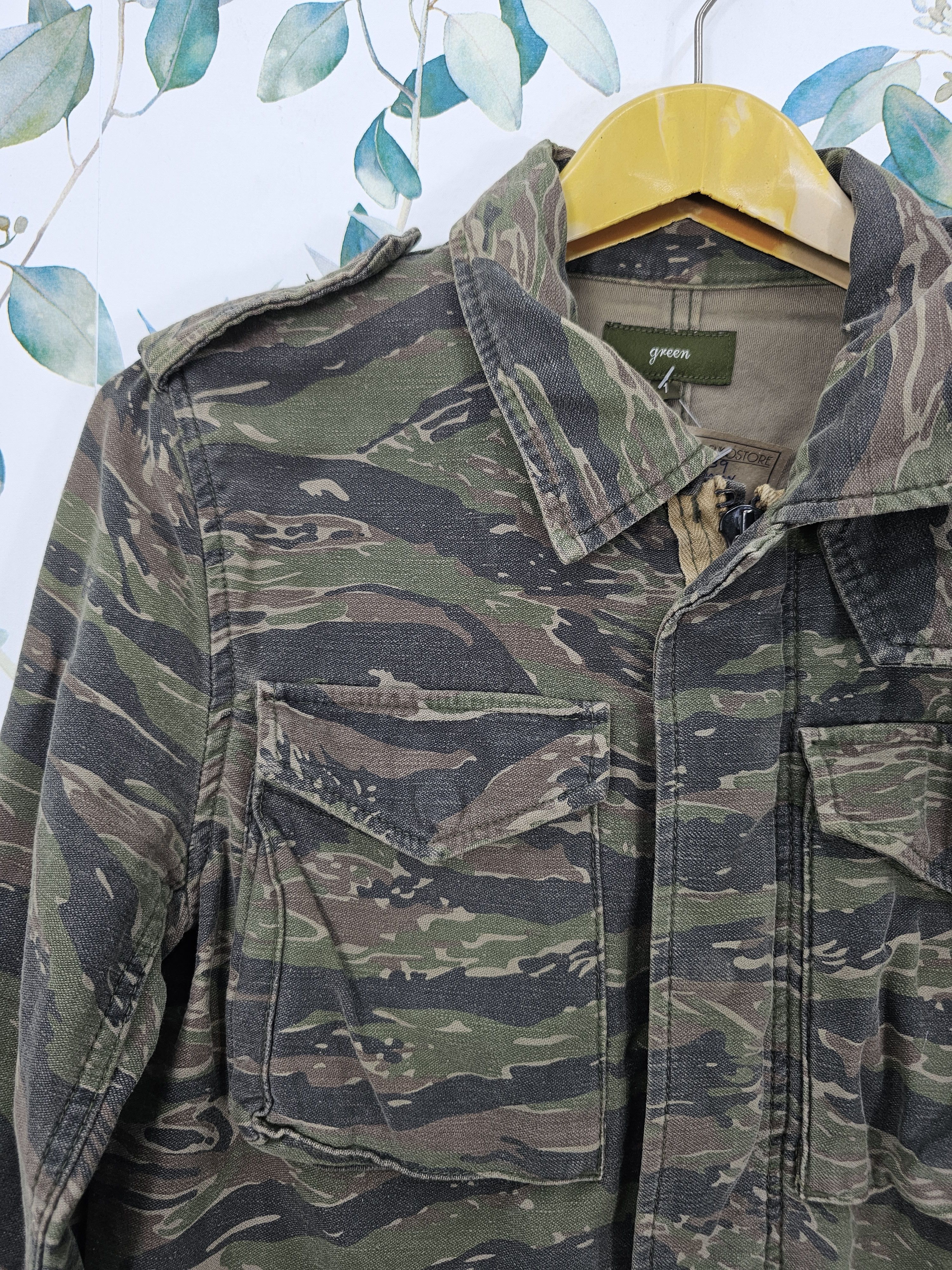 Japanese Brand GREEN Tiger Striped Camouflage Parka Military Jacket J0139 Size US XS / EU 42 / 0 - 8 Thumbnail