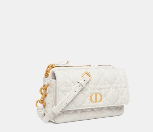 Dior o1w1db10924 Size: OS / Calfskin Caro Pouch in White Size ONE SIZE - 1 Thumbnail