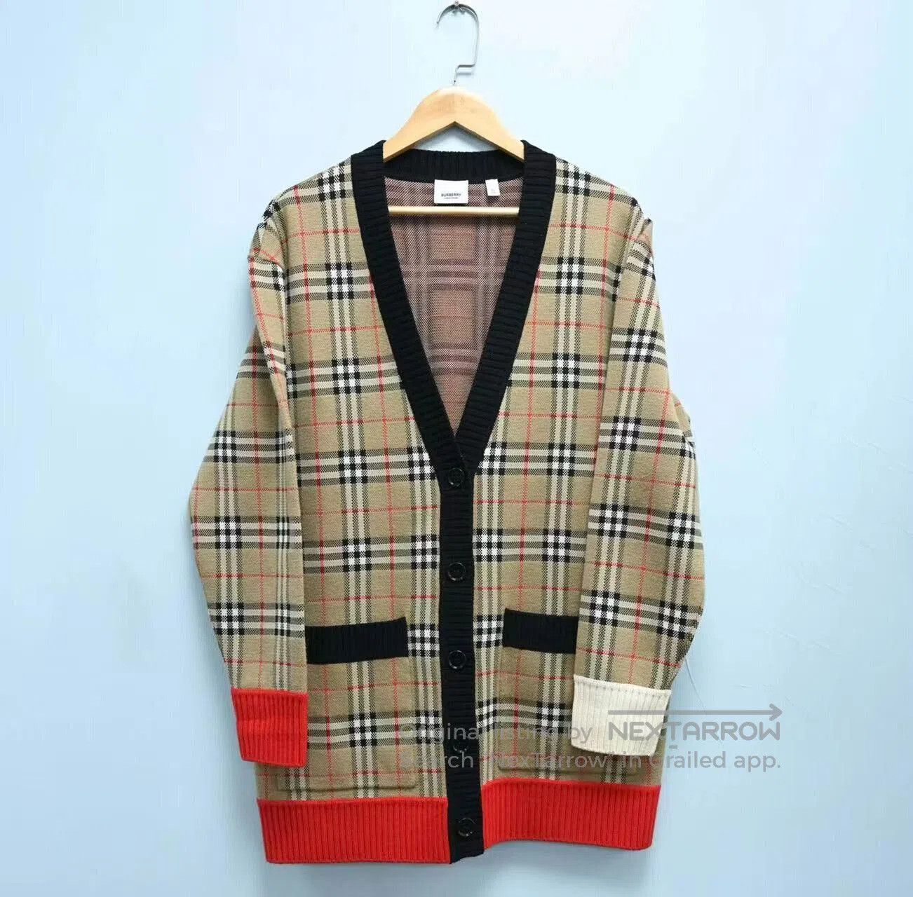 Burberry Check Color Block Cardigan.