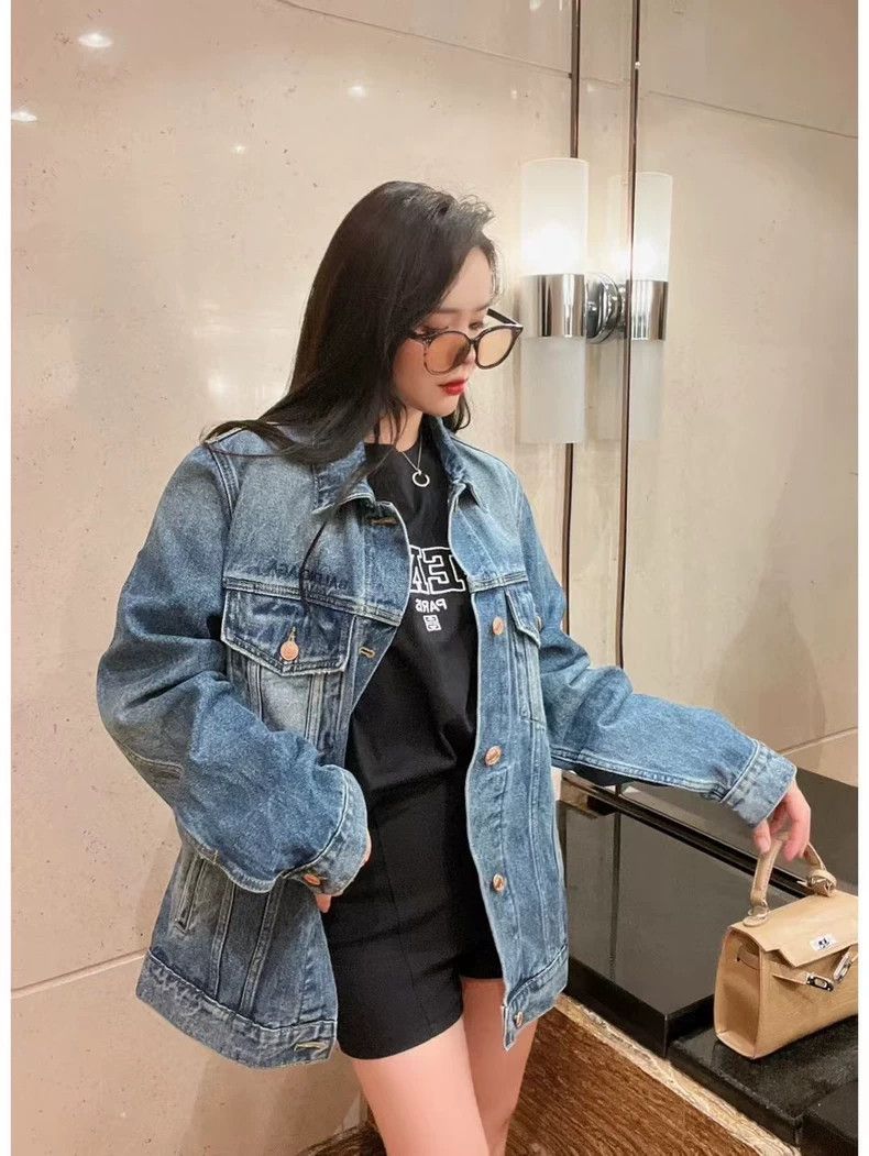 Balenciaga Balenciaga Blue washed embroidered logo denim jacket Size US S / EU 44-46 / 1 - 8 Thumbnail
