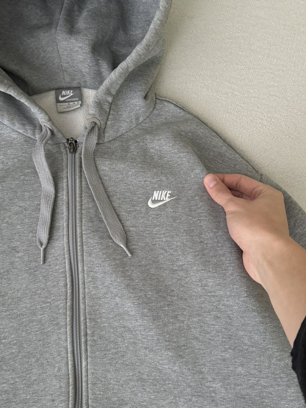 Vintage Nike Y2K swoosh oversized grey zip hoodie