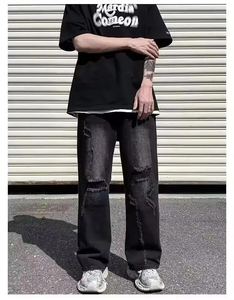 Japanese Brand Straight-Leg Hole Jean Size US 32 / EU 48 - 6 Thumbnail