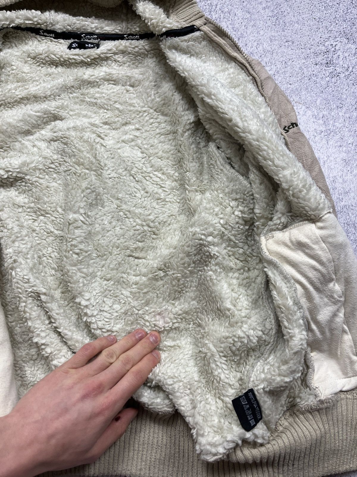 Schott × Vintage Vintage 90s Schott Fleece Zip Hoodie Sherpa Jacket Size US L / EU 52-54 / 3 - 10 Thumbnail