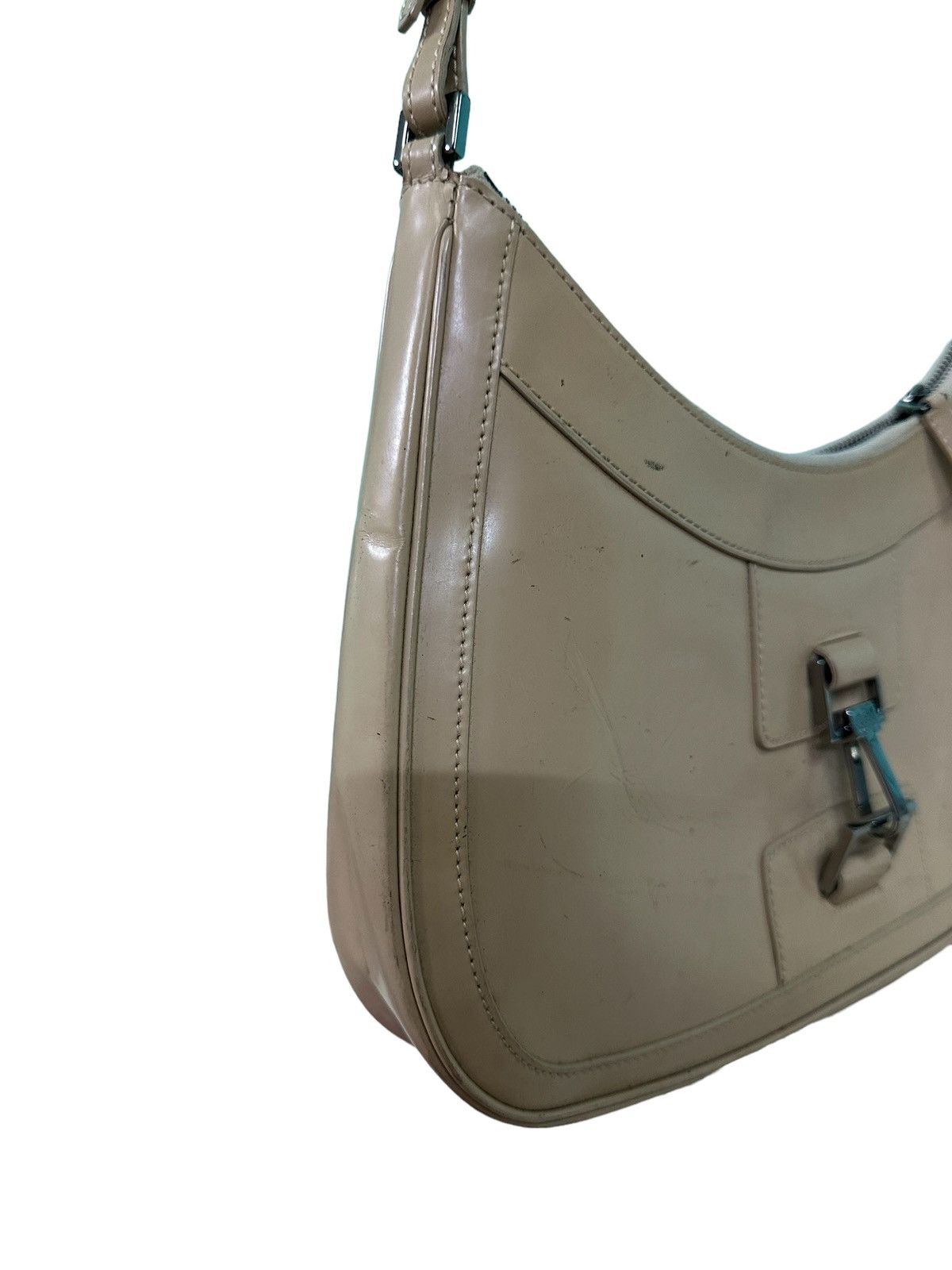 Gucci AUTHENTIC GUCCI BEIGE PATENT LEATHER JACKIE SHOULDER BAG Size ONE SIZE - 15 Thumbnail