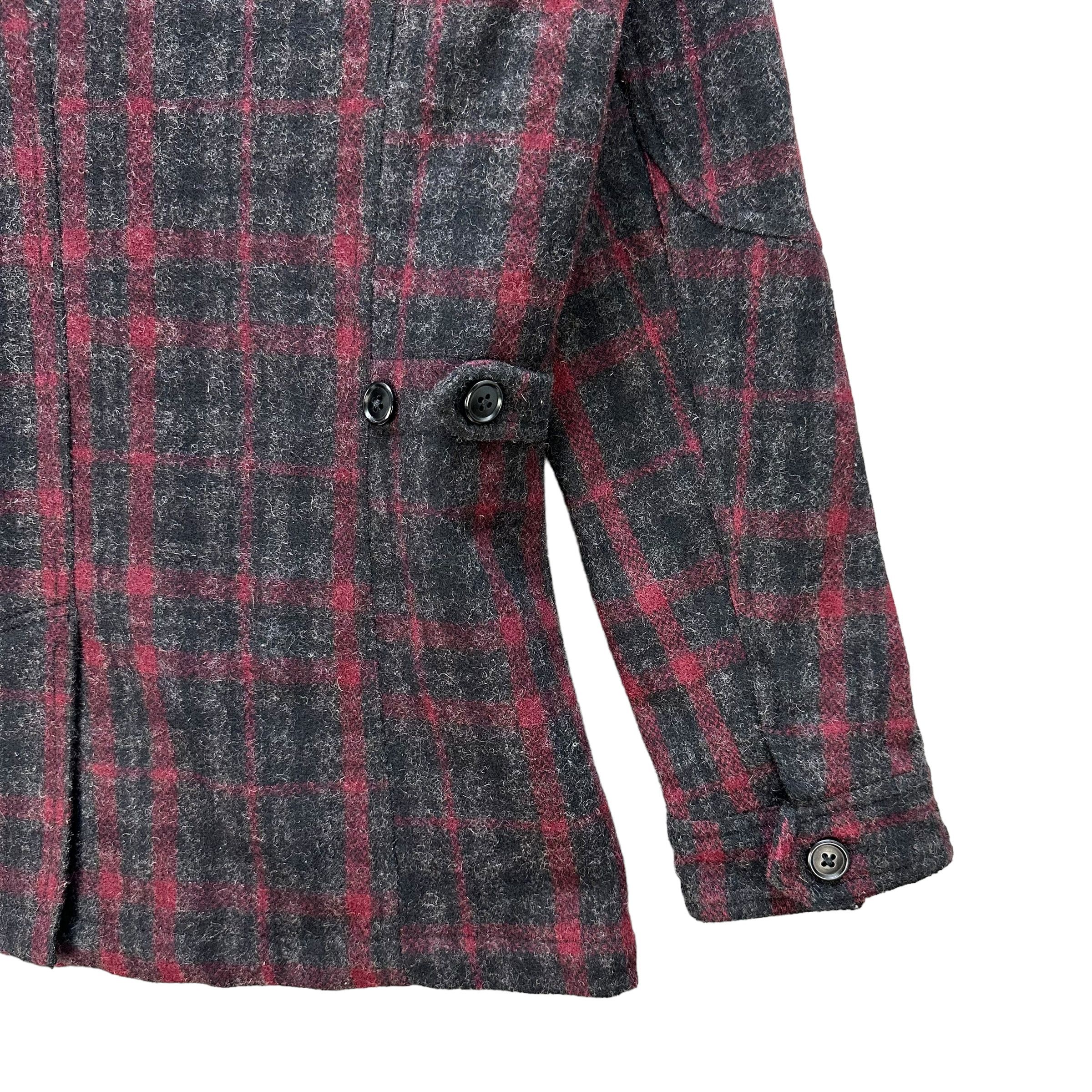 Japanese Brand MF EDITORIAL Red Checked Tartan Turtleneck Jacket #A40-0919 Size M / US 6-8 / IT 42-44 - 13 Thumbnail
