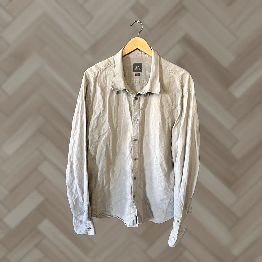 Armani Exchange Armani Exchange Mens Gray Long Sleeve Button-Up Shirt 2XL Size US XXL / EU 58 / 5 - 1 Thumbnail