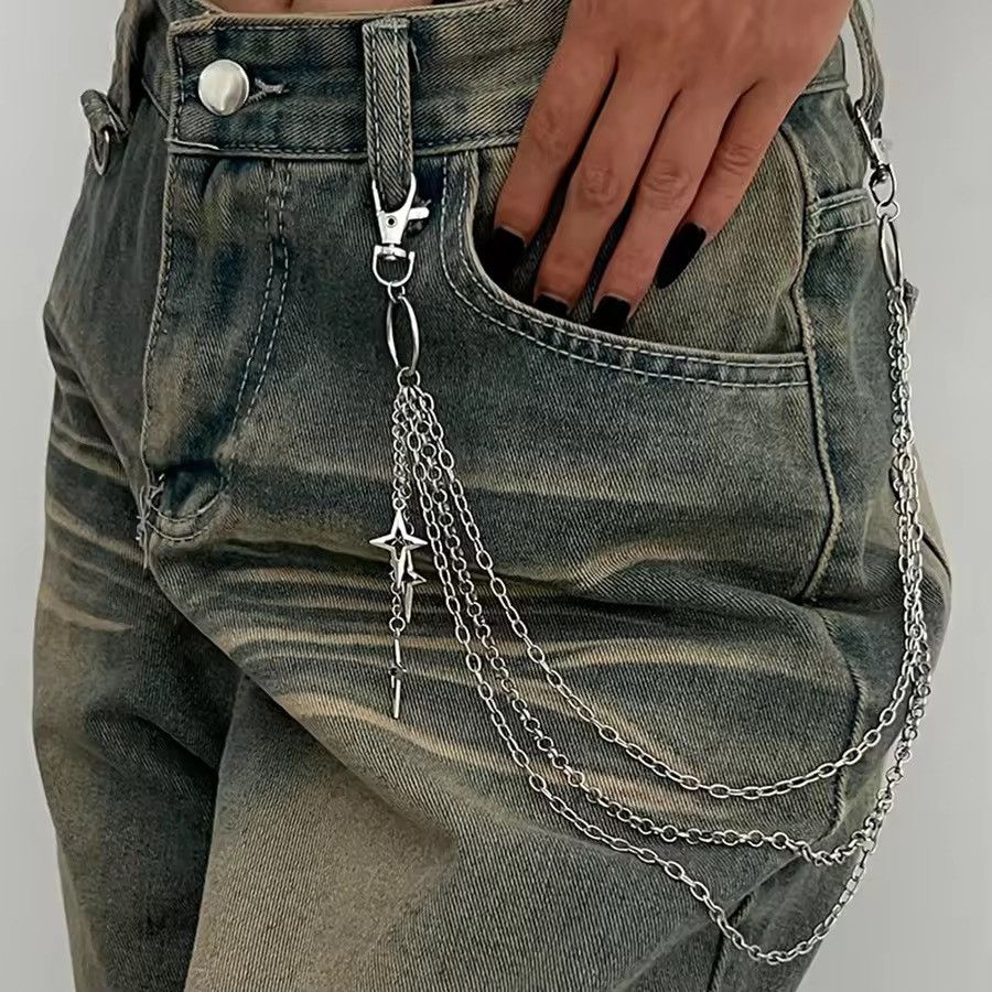 Other Punk Multilayer Metal Star Pendant Pant Chain Size ONE SIZE - 3 Thumbnail