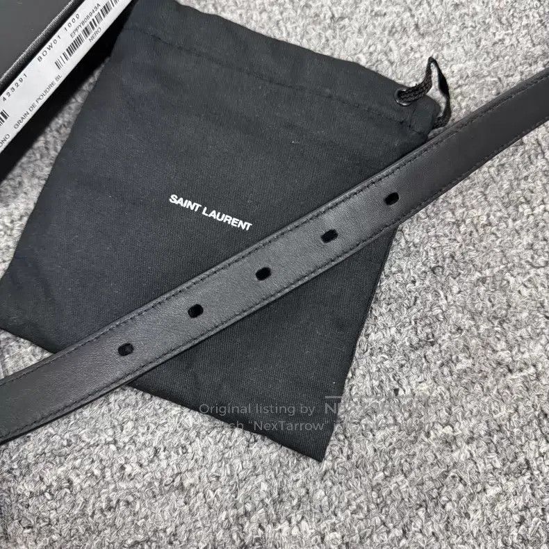 Saint Laurent Paris Saint Laurent Paris Black Crocodile Pattern Gold Buckle Be Size ONE SIZE - 6 Thumbnail