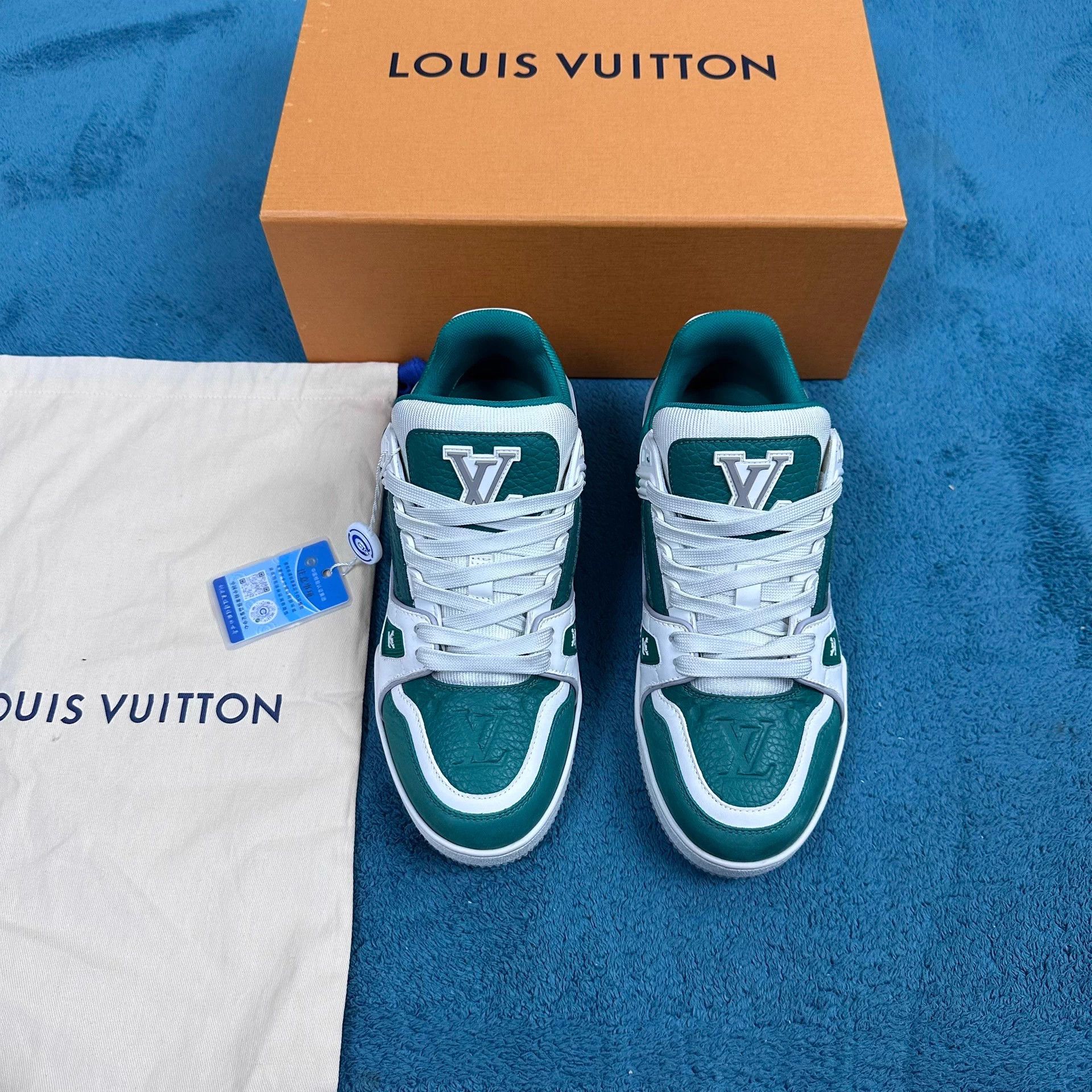 LV Trainer 25SS Cowhide Leather Green 37.5
