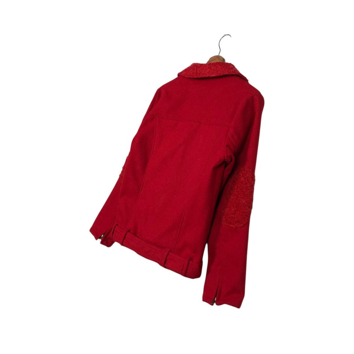 Japanese Brand Frantic Candy Red Wool Moto Jacket with Belt Issey Miyake Size M / US 6-8 / IT 42-44 - 11 Thumbnail