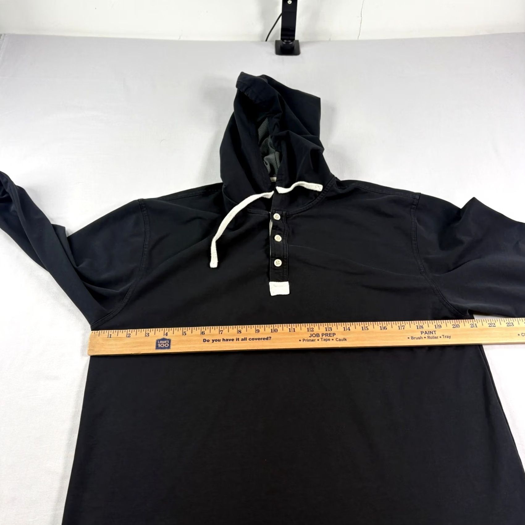Vintage BYLT Performance Hoodie Henley Stretch Pullover Mens Large Black Hooded Drop Cut Button Shirt Size US L / EU 52-54 / 3 - 5 Thumbnail