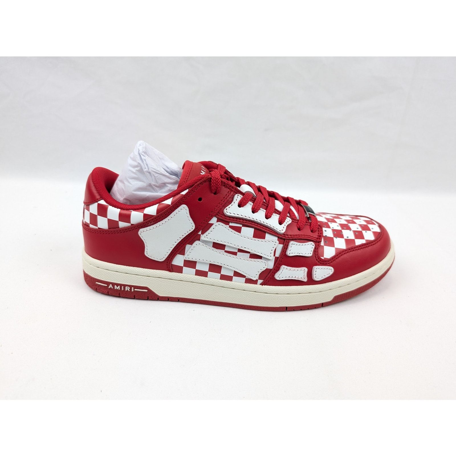 Amiri o1rshd1 Checked Skeleton Low Top Sneakers in Red/White Size US 11 / EU 44 - 1 Thumbnail