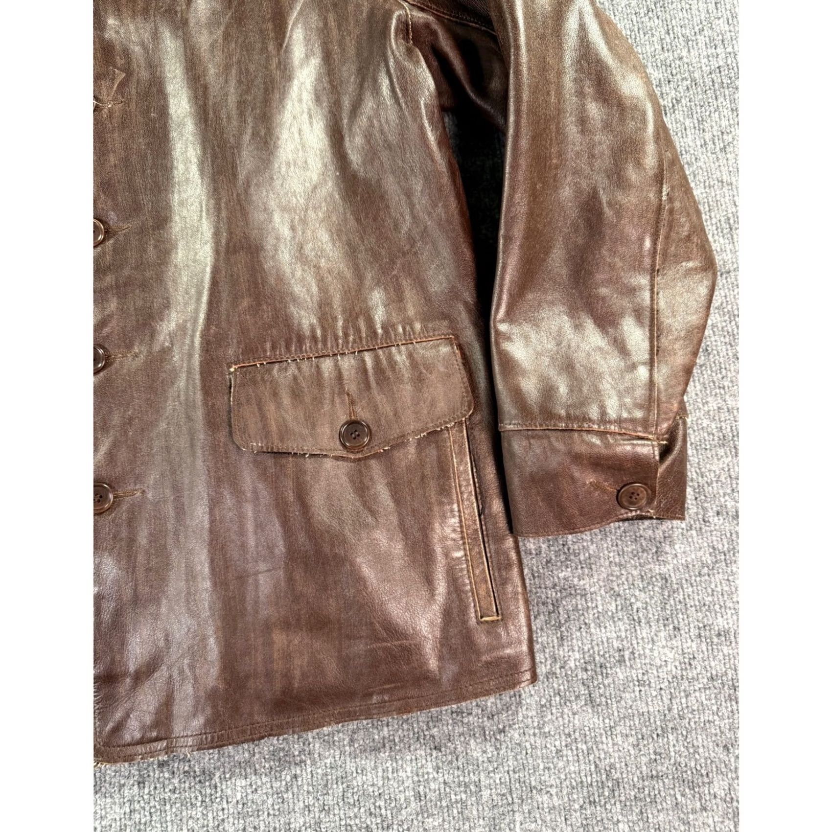 Vintage VTG Wilsons Leather M. Julian Jacket Mens Large Brown Leather Button Car Coat Size US L / EU 52-54 / 3 - 4 Thumbnail