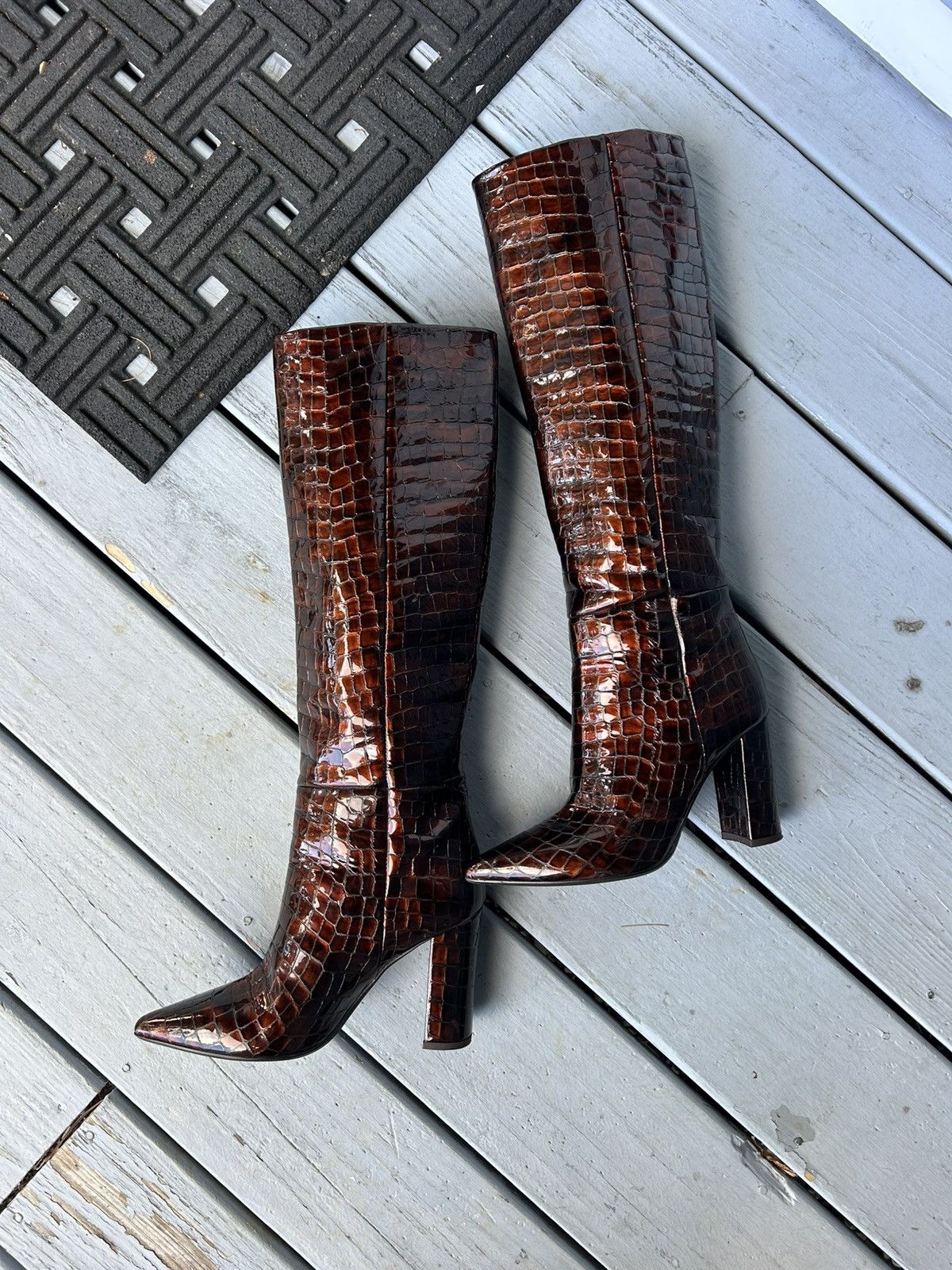 Other Vero Cuoio Crocodile Patterned Heeled Boots Size US 7 / IT 37 - 1 Thumbnail
