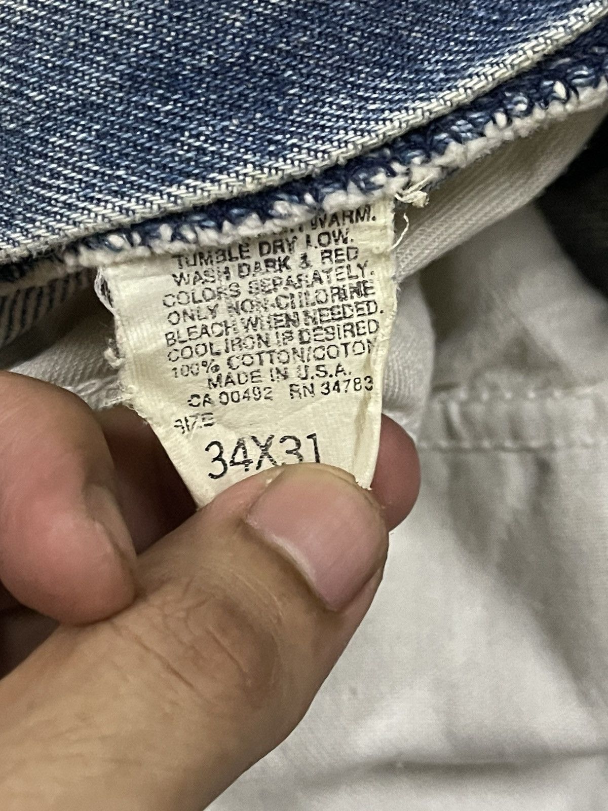 Lee Vintage 90s Lee Usa Blue Wash Distressed Baggy Jeans Size US 33 - 9 Thumbnail