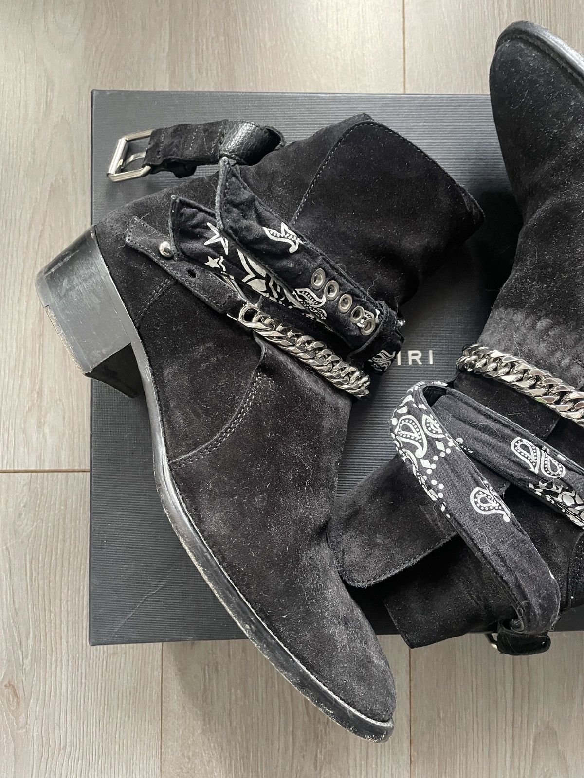 Amiri Amiri suede Bandana Chain Boots | Grailed