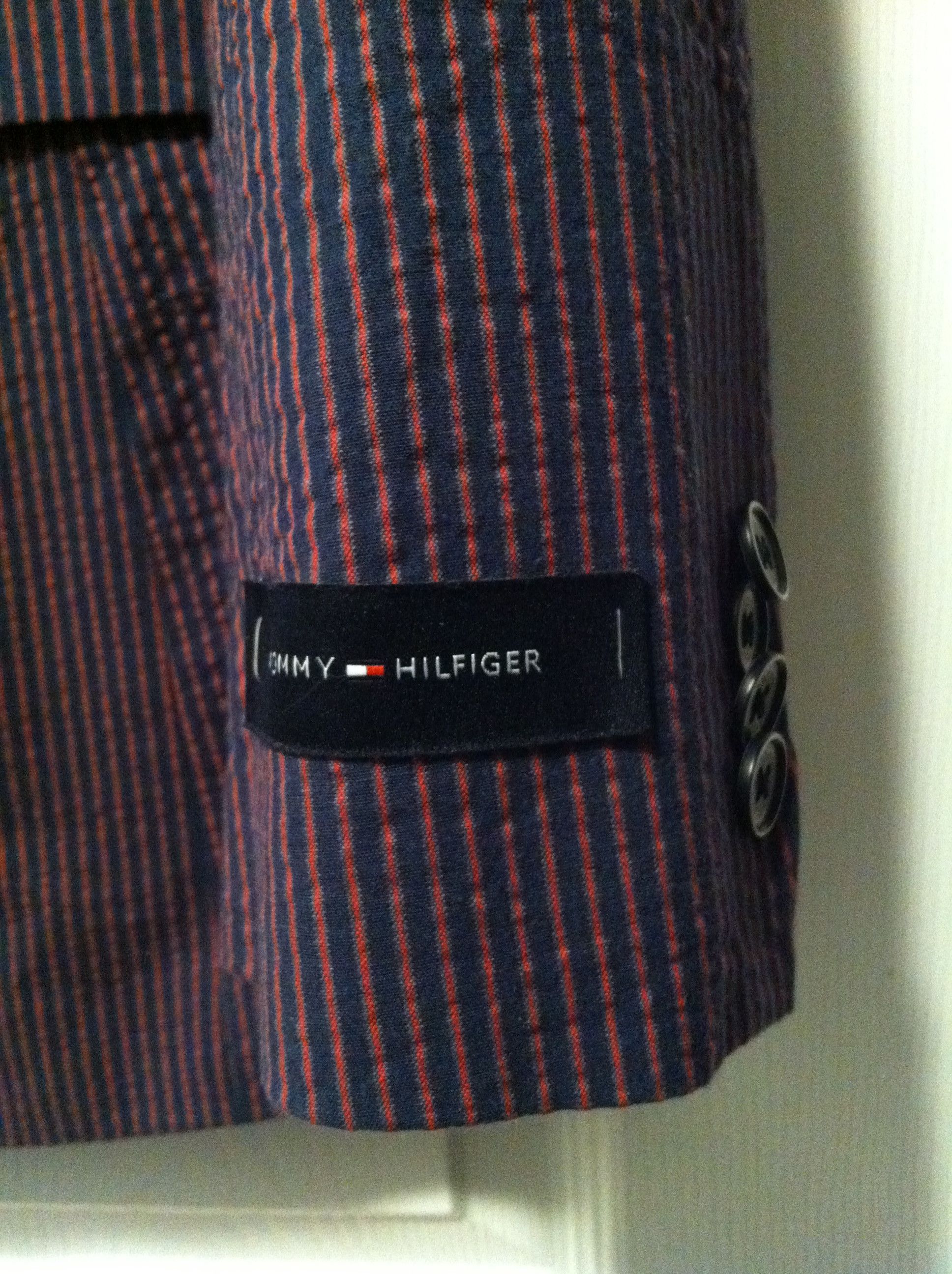 TOMMY HILFIGER MENS NEW NAVY /RED SPORT JACKET SIZE: 40S