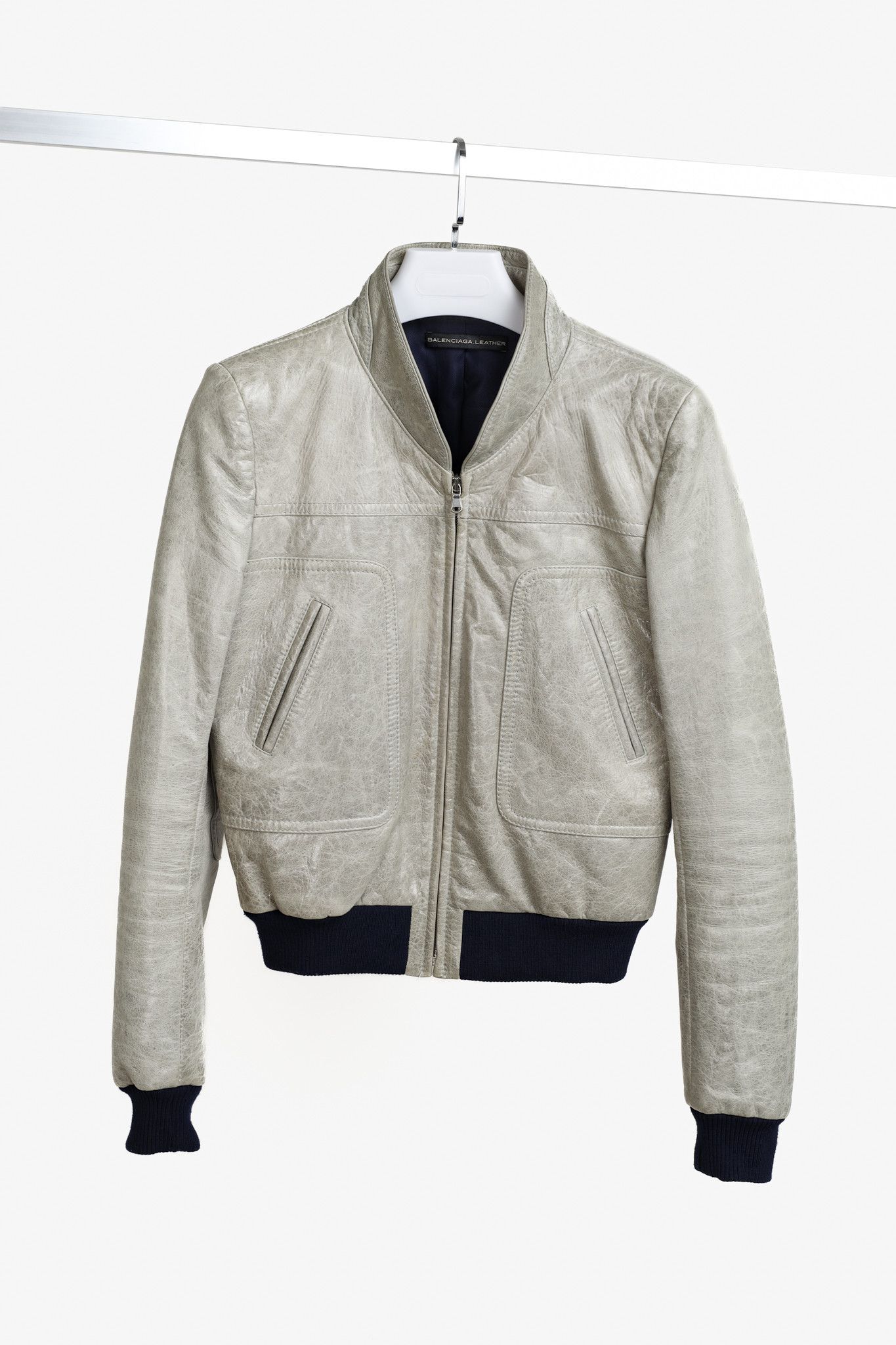 Balenciaga Balenciaga 2008 Arena Goat Leather Grey Navy Zip Bomber Size M / US 6-8 / IT 42-44 - 1 Thumbnail