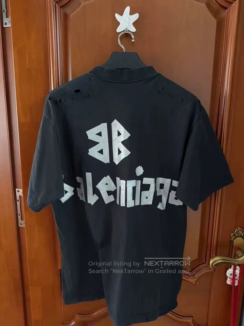 Balenciaga Balenciaga Silver Tape Short Sleeve T. Size US XS / EU 42 / 0 - 2 Thumbnail