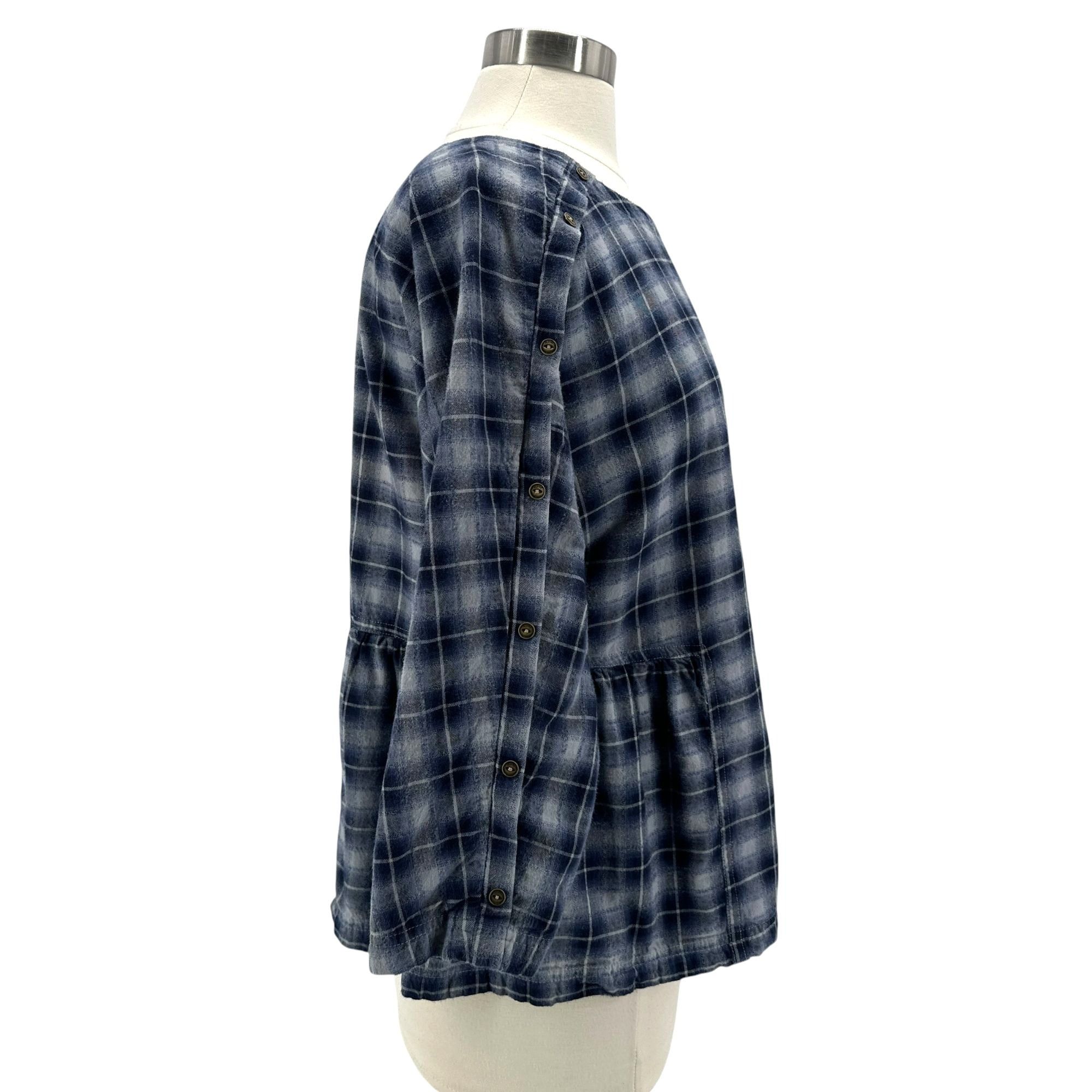 Other Wrap London Womens 8 Top Flannel Plaid Blue Button Sleeves Size M / US 6-8 / IT 42-44 - 4 Thumbnail