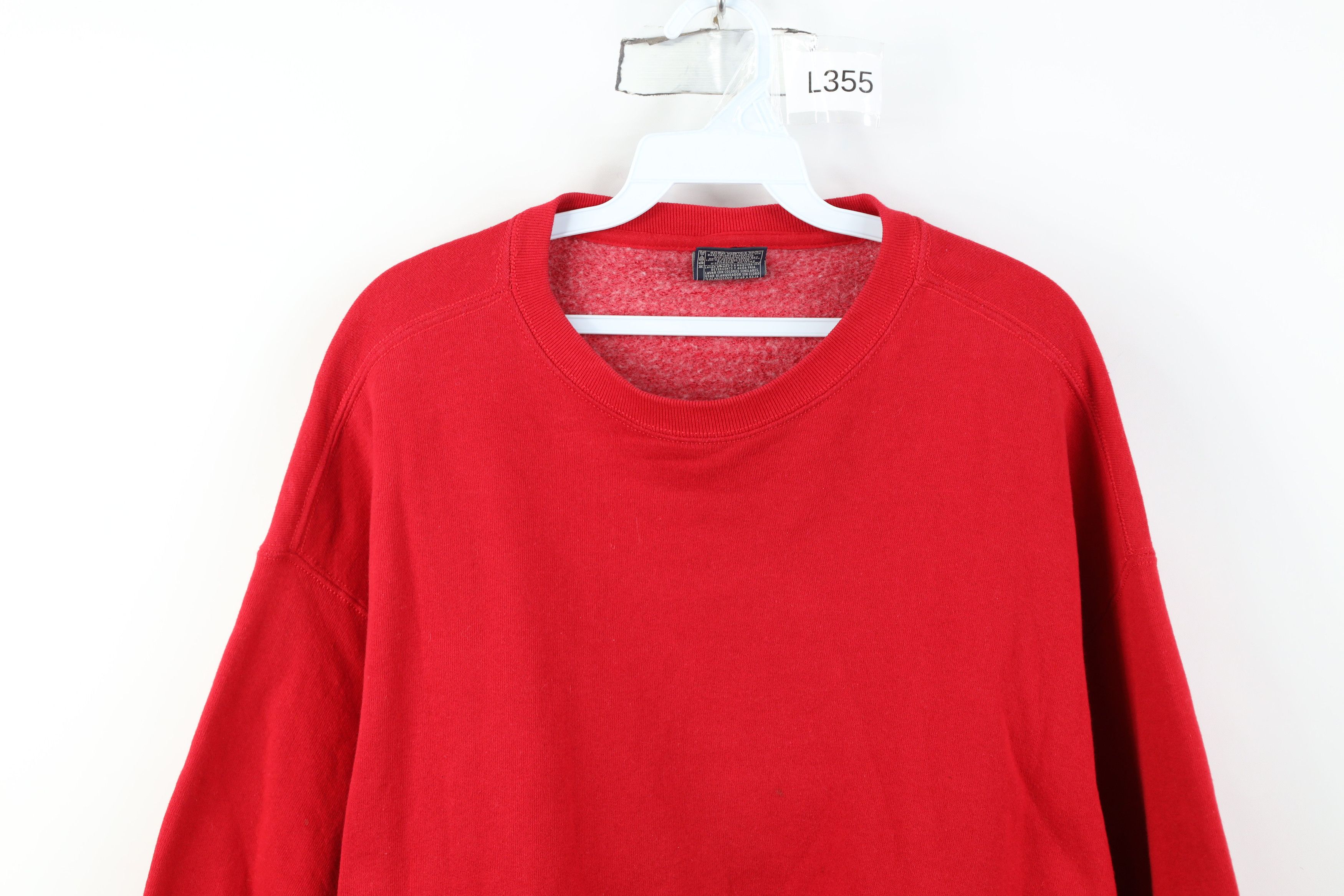 Vintage Vintage 90s Streetwear Blank Heavy Crewneck Sweatshirt Red Size US XXL / EU 58 / 5 - 2 Thumbnail