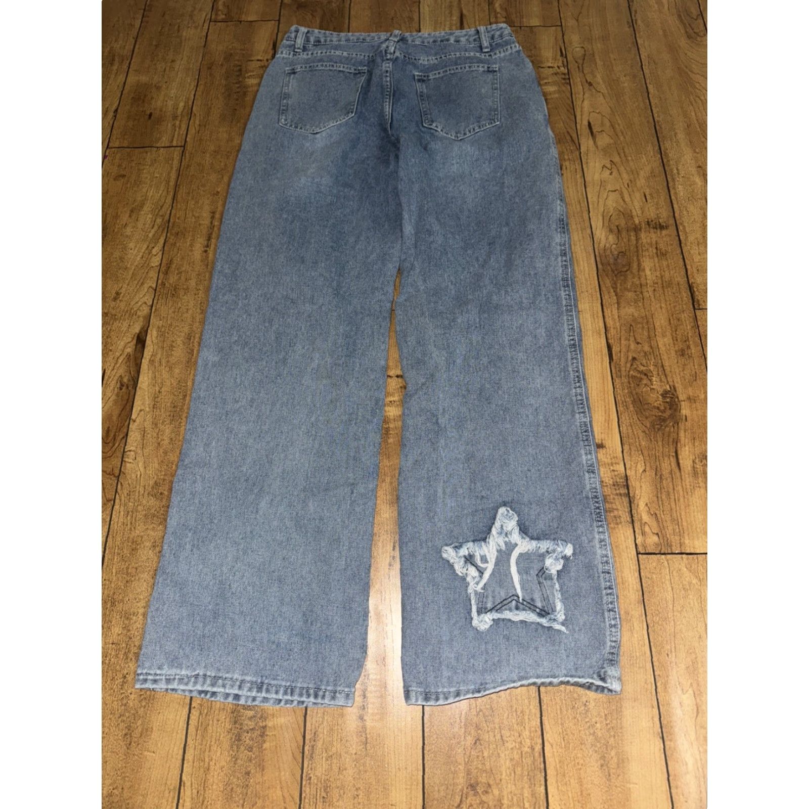 Denime Y2K Star Cutout Distressed Denim Jeans Baggy 30x33 Streetwear Size US 30 / EU 46 - 6 Thumbnail