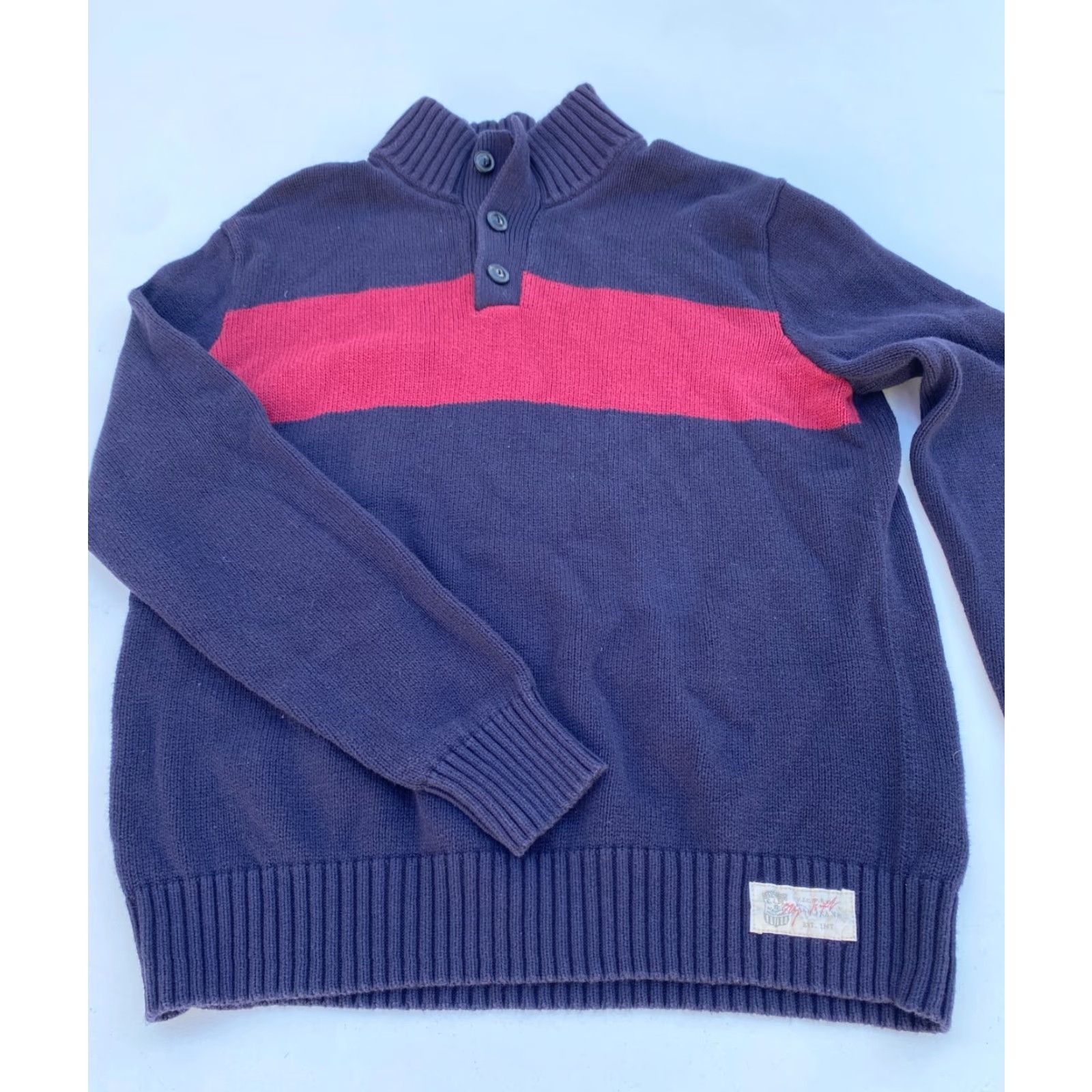 Polo Ralph Lauren Polo Jeans Ralph Lauren Men's Vintage Mock Neck Sweater Knit 90s Size M Navy Cotton Pullover Size US M / EU 48-50 / 2 - 3 Thumbnail