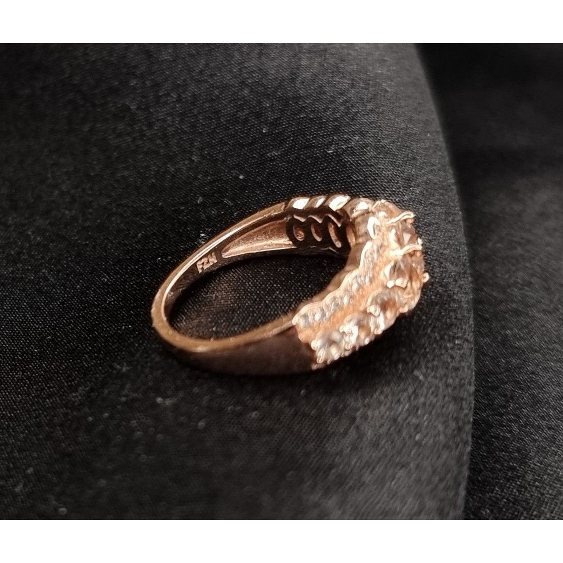 Vintage FZN Signed 925 Sterling Silver Rose Gold Plated Ring Size ONE SIZE - 3 Thumbnail