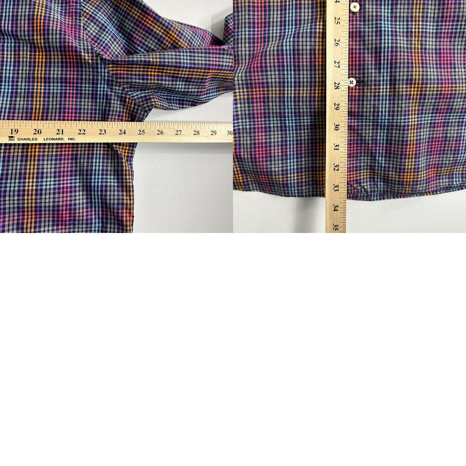 Peter Millar Peter Millar Button-Down Shirt Longsleeve Men Black Checkered Purple Orange XL Size US M / EU 48-50 / 2 - 8 Thumbnail