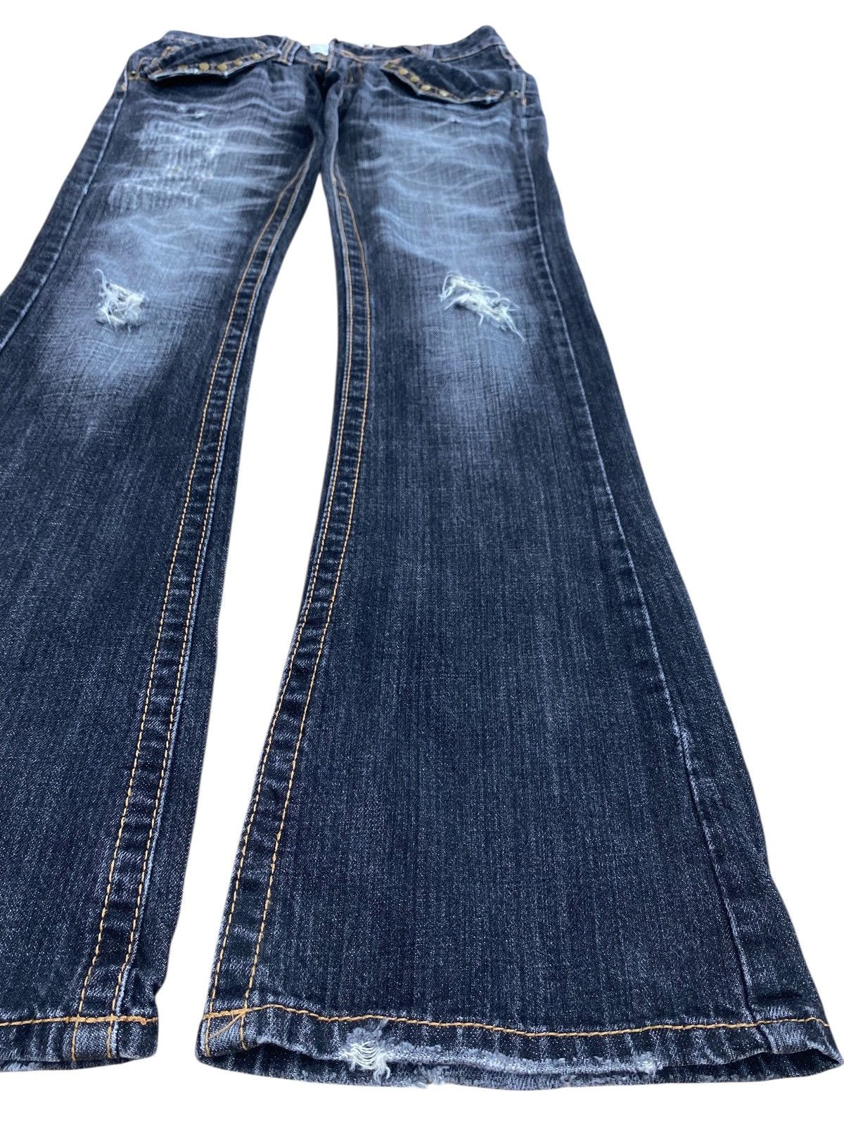 Japanese Brand Japanese Brand Beast Faded Wash Studded Ripped Flare Jeans Size US 30 / EU 46 - 8 Thumbnail