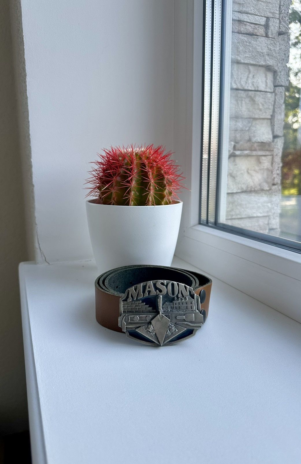Other Vintage Leather Mason Belt Made in Usa Size ONE SIZE - 2 Thumbnail
