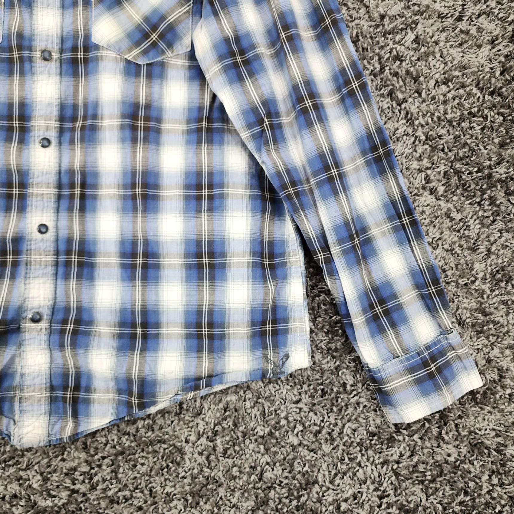 American Eagle Outfitters American Eagle Shirt Blue Plaid Long Sleeve Button Up Snap XL Mens Size US XL / EU 56 / 4 - 2 Thumbnail