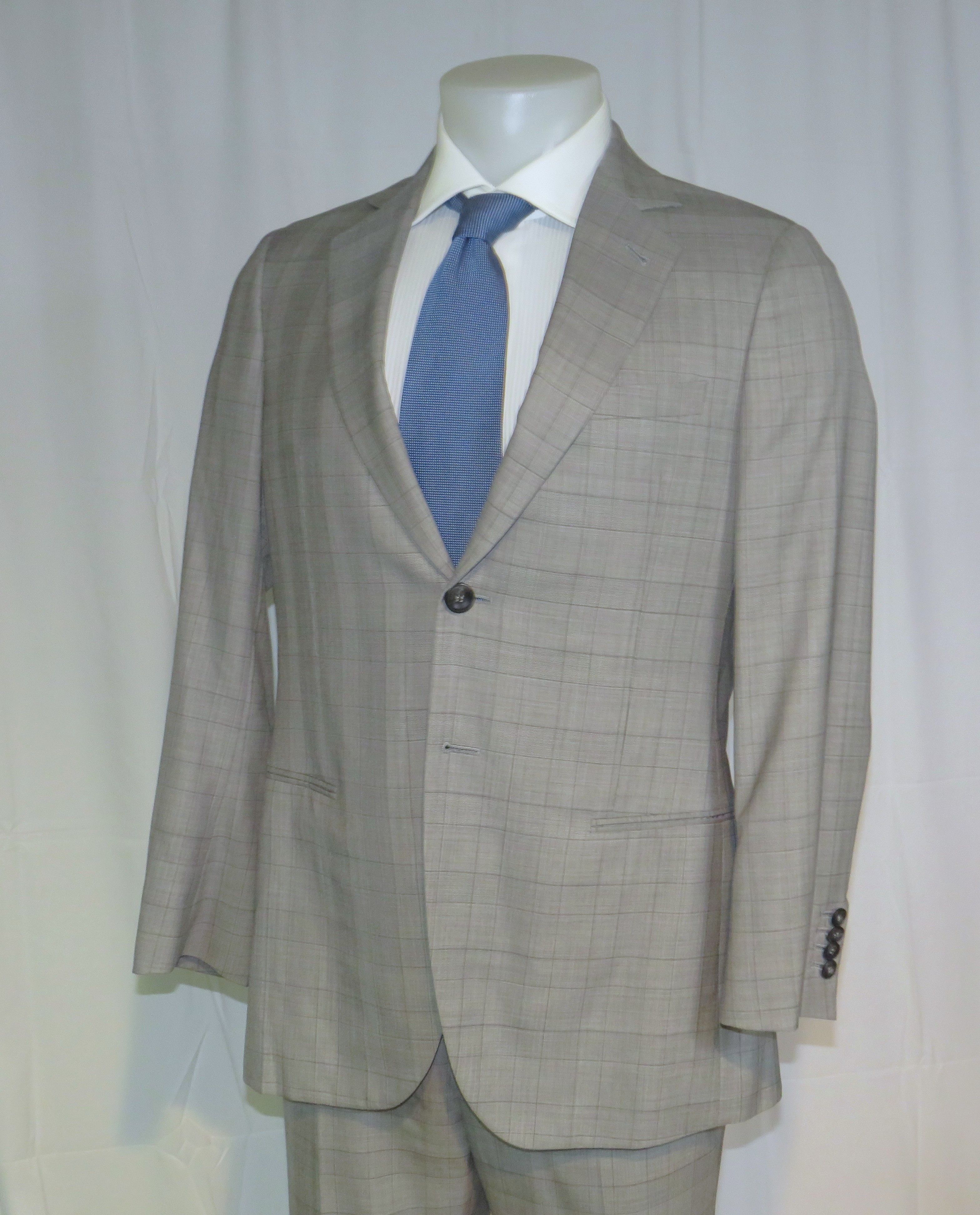 Giorgio Armani Black Label Custom Gray Plaid Two Button Suit 40R Size 40R - 9 Thumbnail