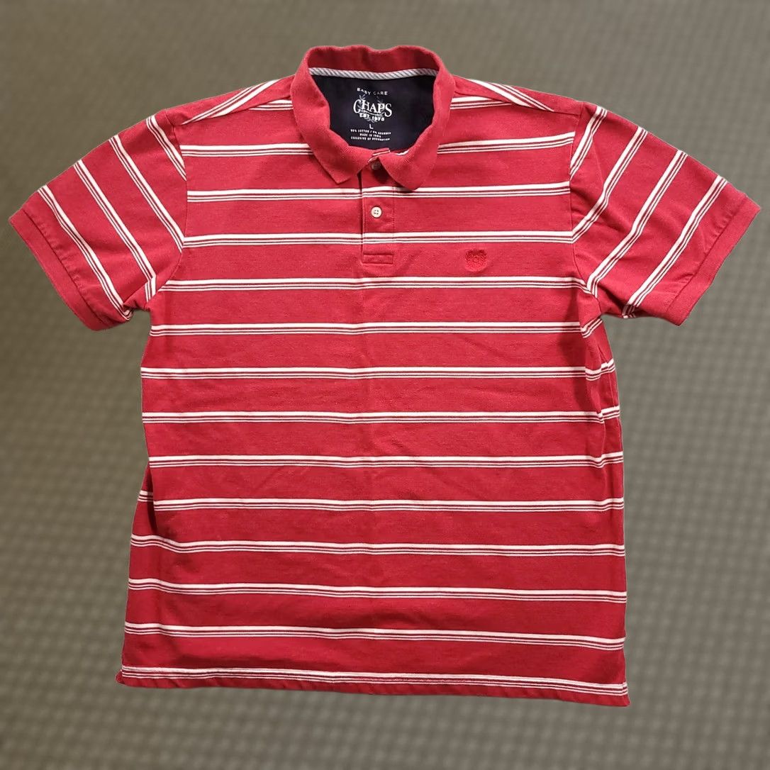 Chaps Chaps Polo Shirt Large Red Stripe Short Sleeve Easy Care Stretch Mens Size US L / EU 52-54 / 3 - 1 Thumbnail