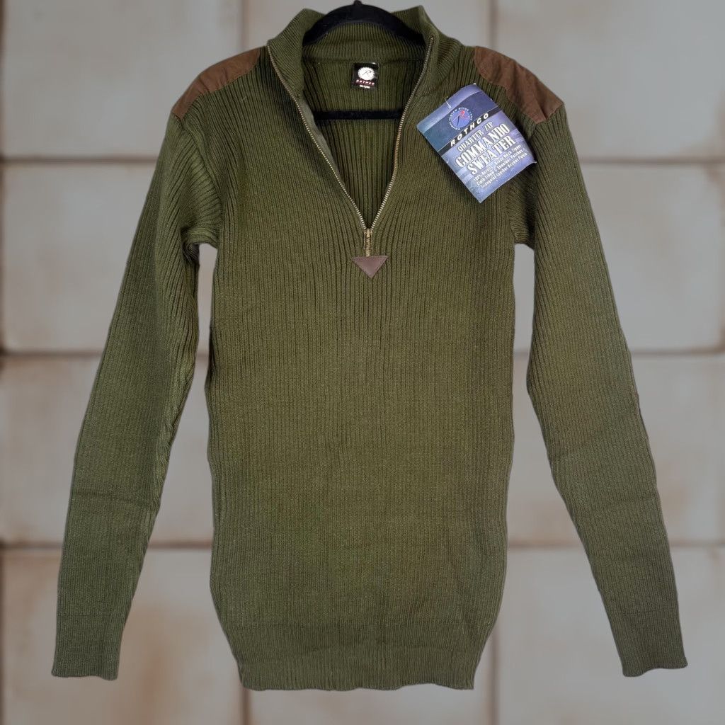 Rothco Rothco 1/4 Zip Acrylic Commando Sweater Olive Drab XL Men Green Pullover Winter Knit Shirt Size US XL / EU 56 / 4 - 1 Thumbnail