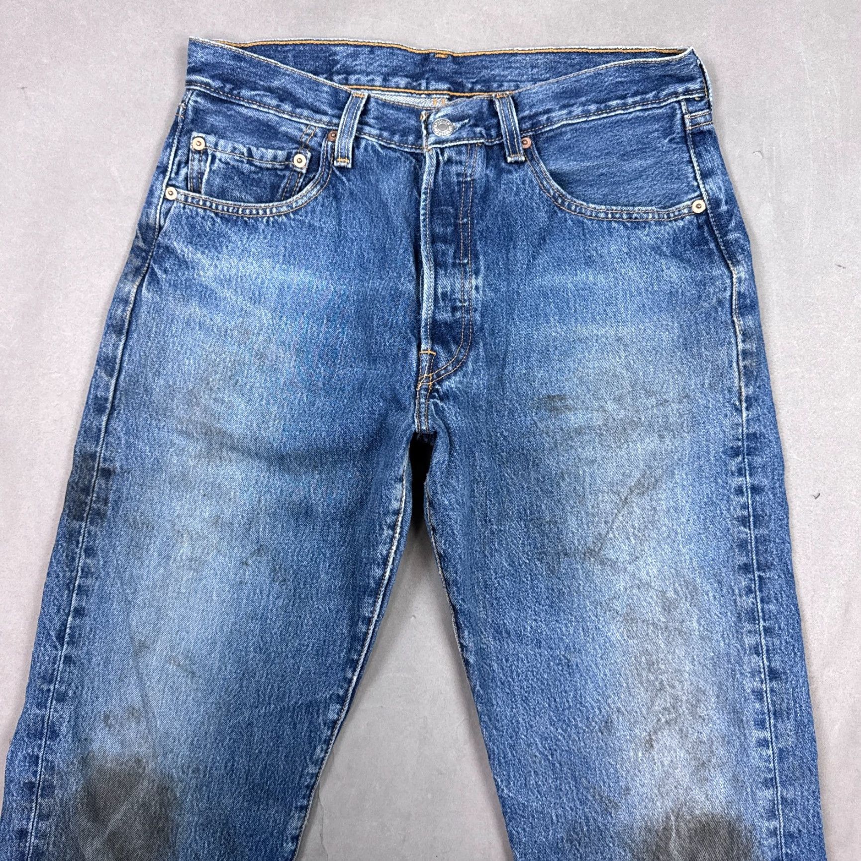 Levi's VINTAGE Levi's 501 Jeans Mens 32x30 Blue Y2K Pants Thrashed Workwear (Tag33x30) Size US 33 - 4 Thumbnail