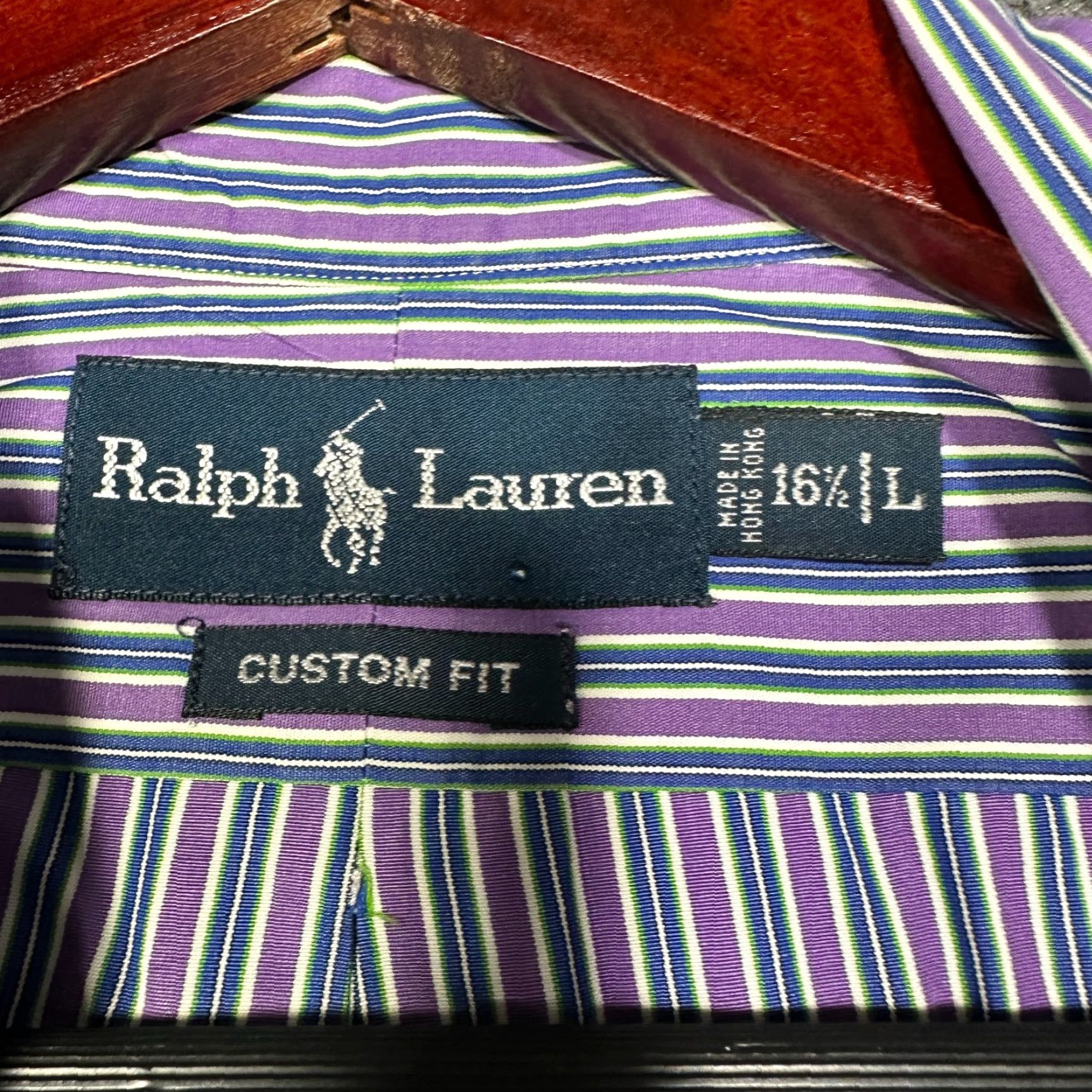 Ralph Lauren Ralph Lauren Shirt Mens 16.5 Custom Fit Button Down Purple Blue Stripe Cotton Size US XL / EU 56 / 4 - 5 Thumbnail
