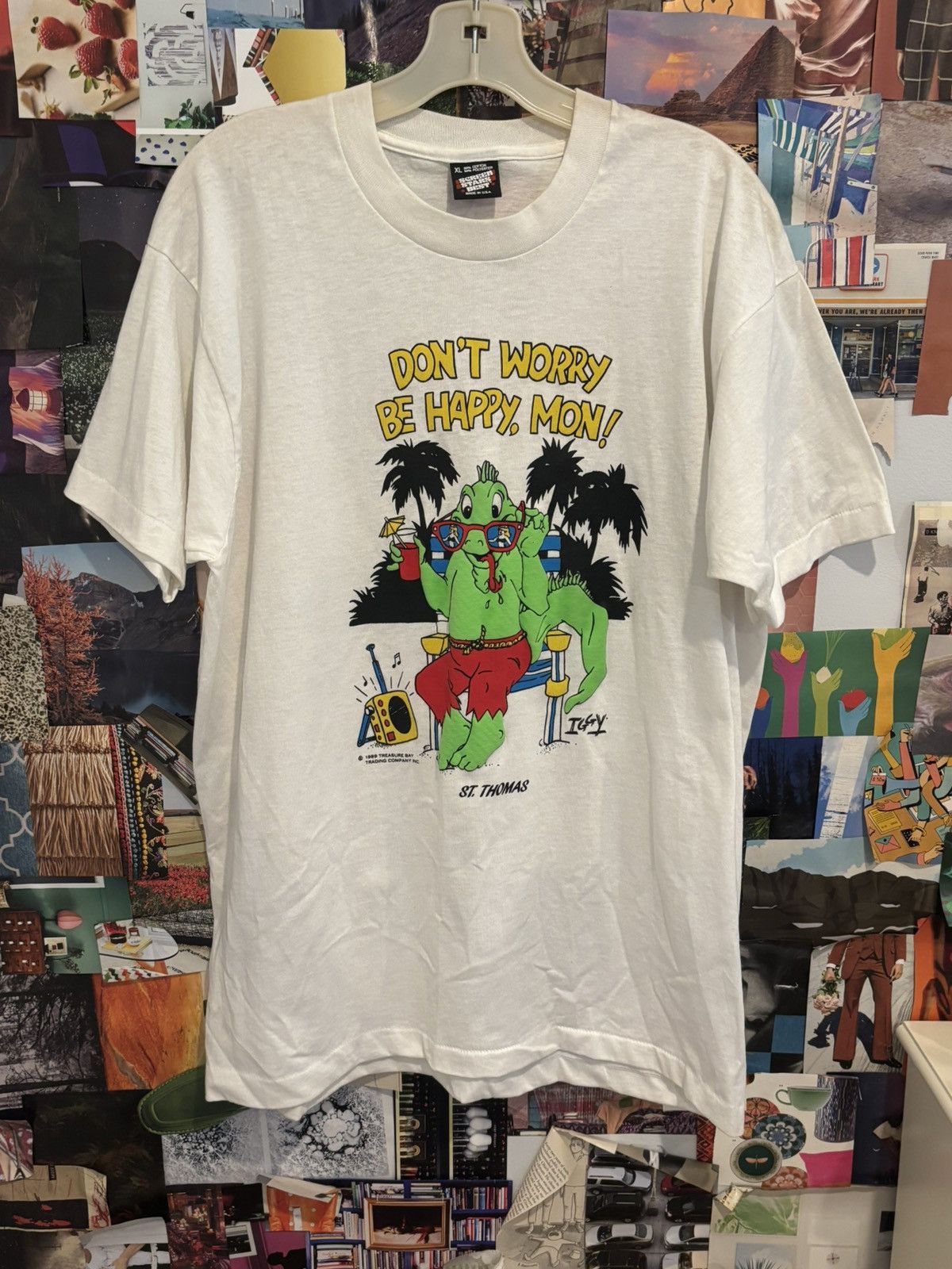 Vintage Vintage 1980s Puffy Paint "DONT WORRY BE HAPRY MON!" Size XL Size US XL / EU 56 / 4 - 1 Thumbnail