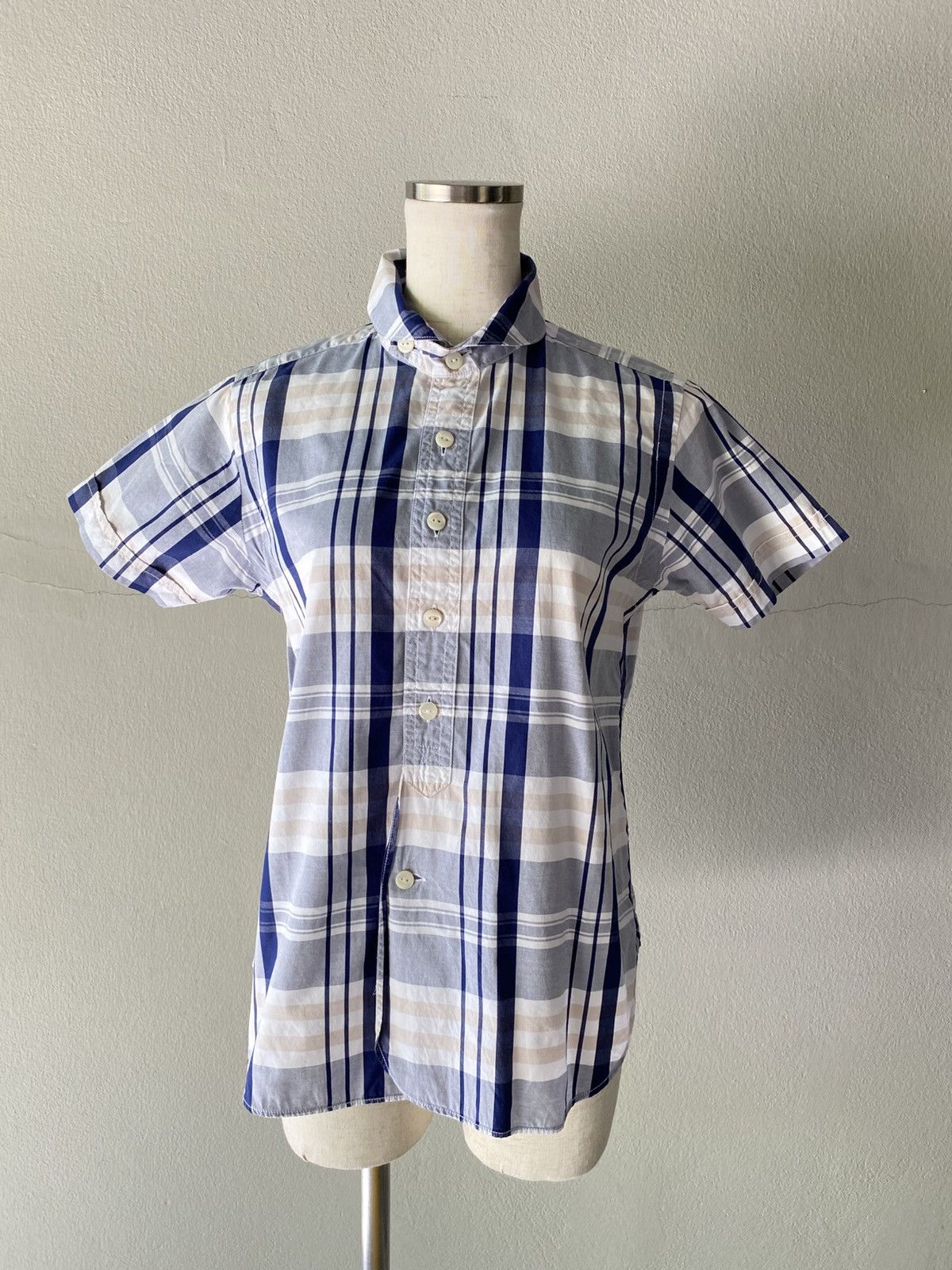 Haversack HAVERSACK Blue-White-Grey Plaid Short-Sleeve Shirt Size US S / EU 44-46 / 1 - 6 Thumbnail