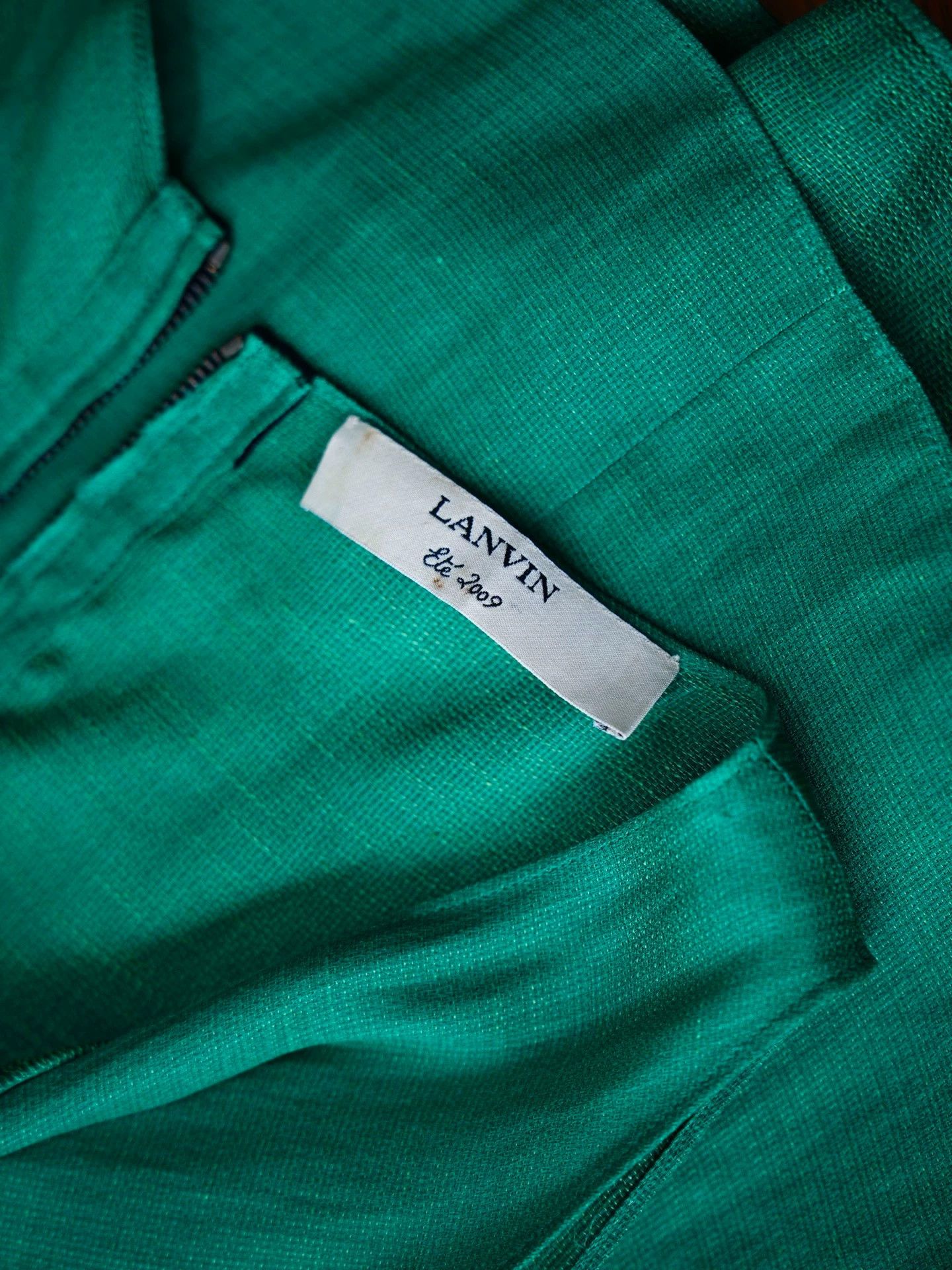 Lanvin Lanvin 2009 Vintage Silk Linen Green Knot Deep V Dress Fr38 Size S / US 4 / IT 40 - 4 Thumbnail