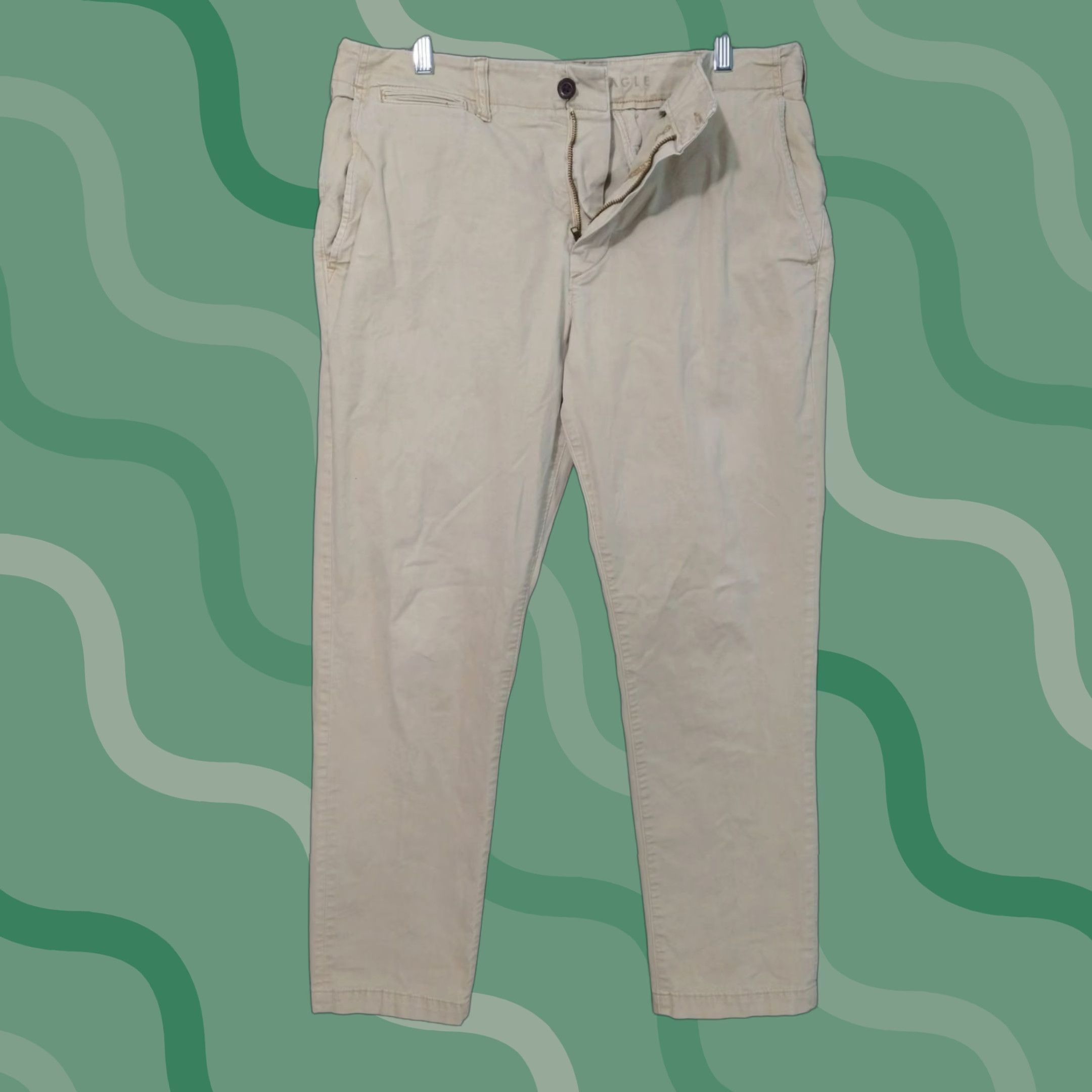 American Eagle Outfitters American Eagle Pants Mens 34x32 Beige Chino Slim Straight Next Level Flex Casual Size US 34 / EU 50 - 1 Thumbnail