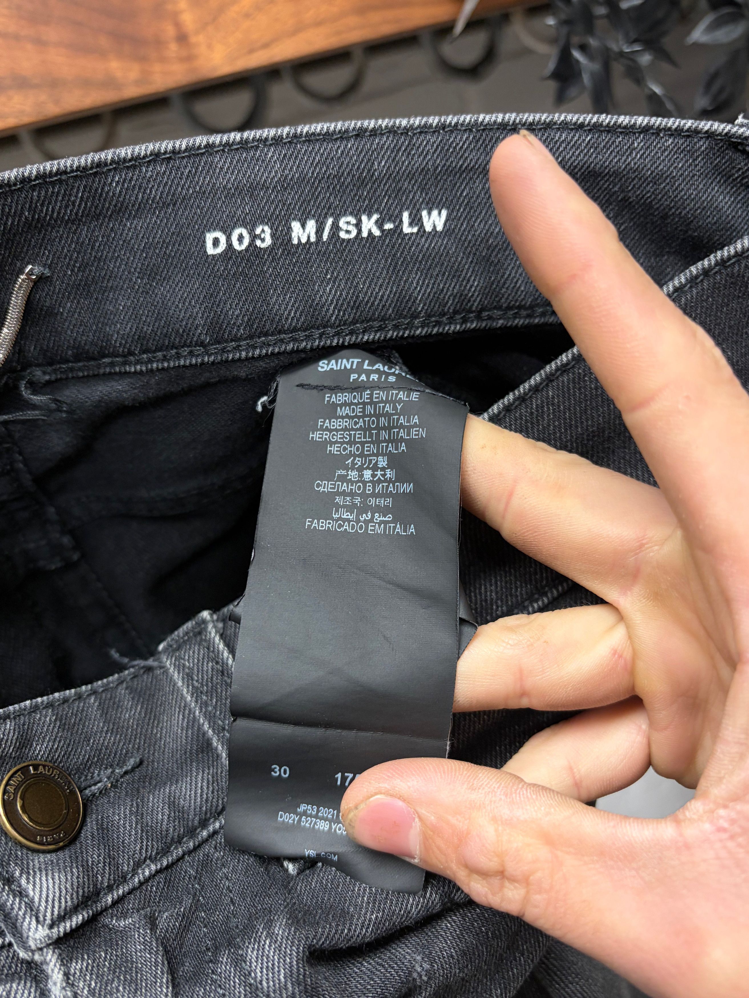 Saint Laurent Paris Saint Laurent ‘D03’ Washed Black Repaired Black Skinny Jeans Size US 30 / EU 46 - 6 Thumbnail