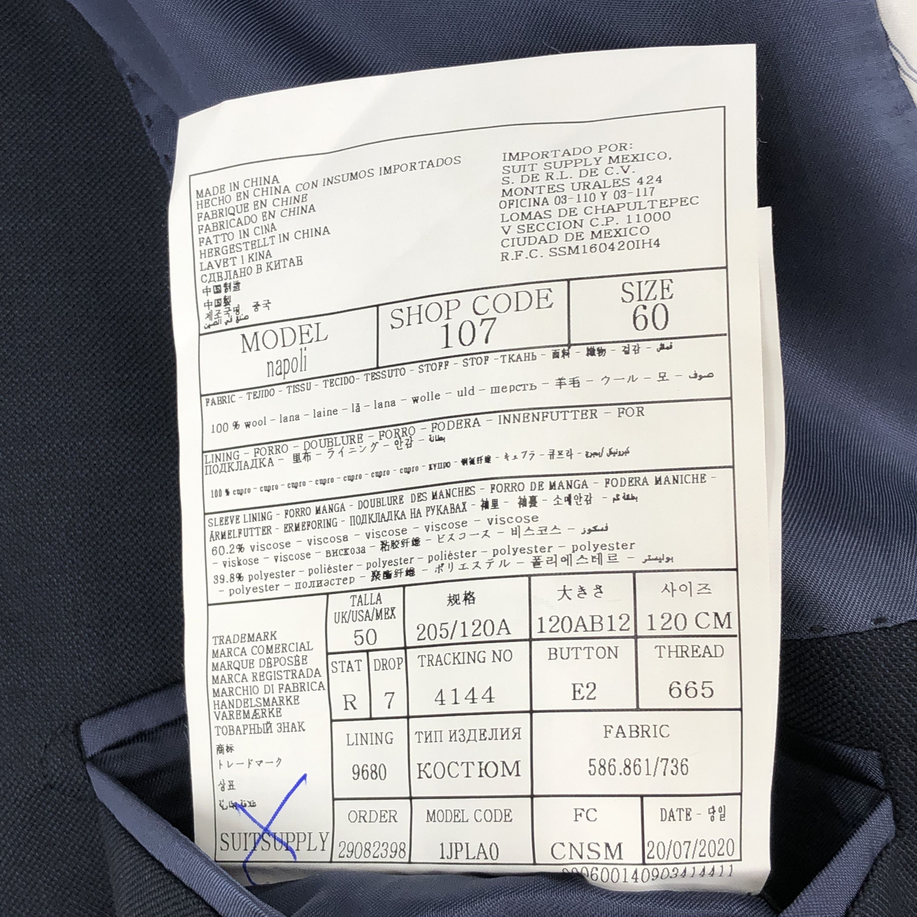 Suitsupply Napoli Wool Blazer Size 4XL (EU:60; UK:50; US:50R) Size 50R - 9 Thumbnail