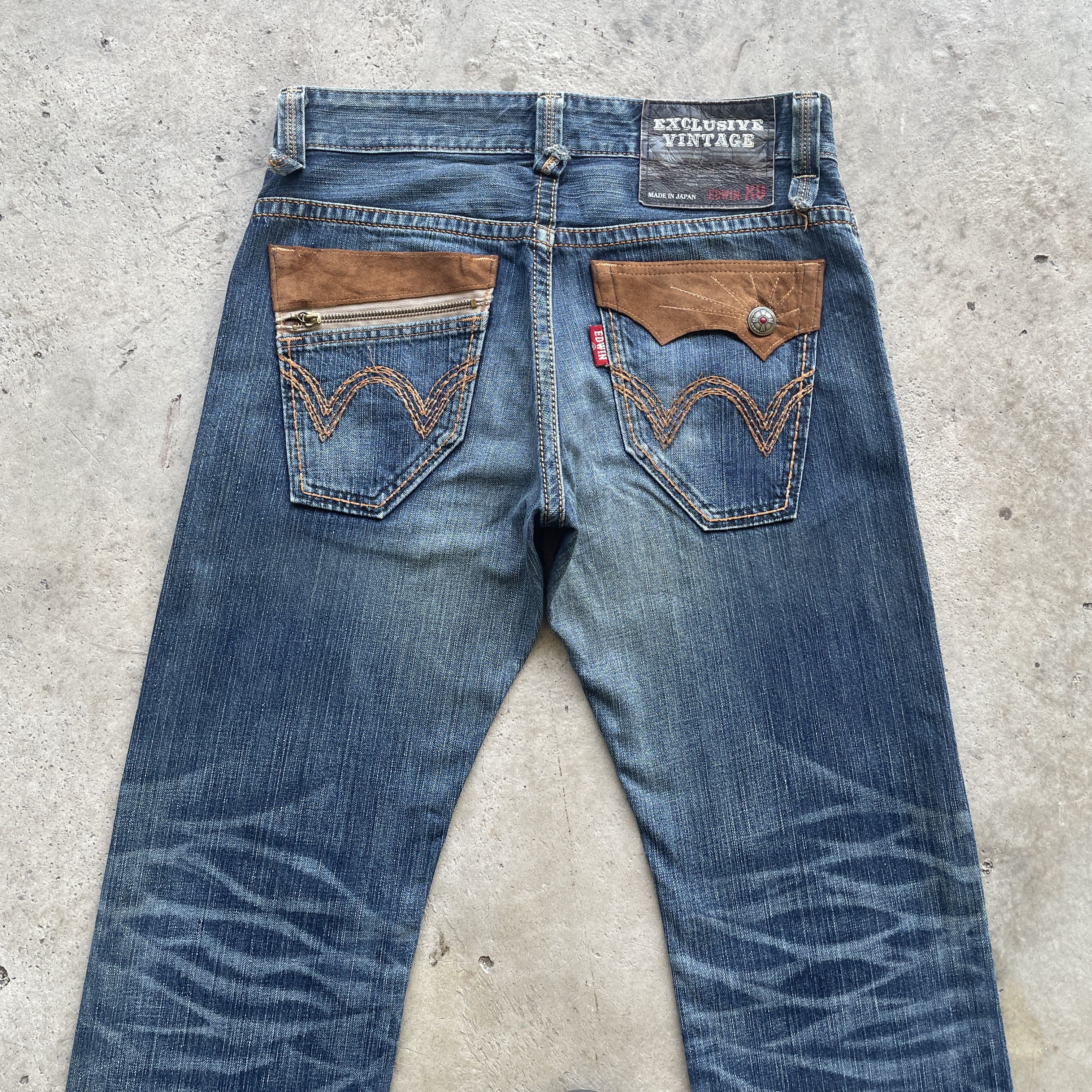 VINTAGE EDWIN XV DENIM DISTRESSED FADED JEANS PANTS W32