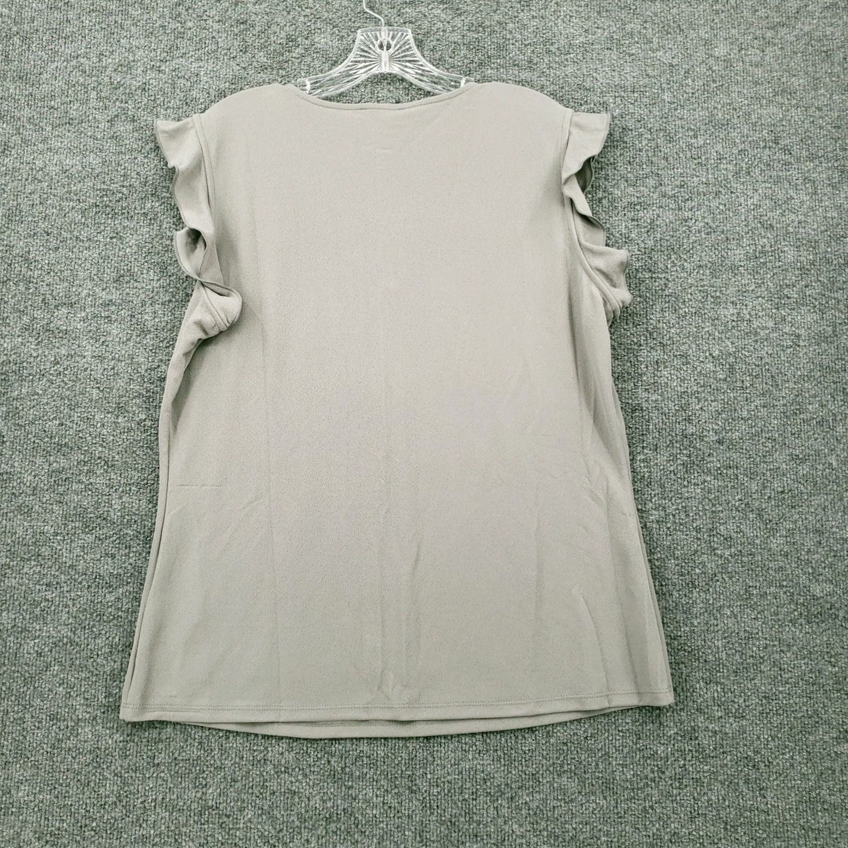 Vintage Calvin Klein Top Womens XL Gray Short Sleeve V Neck Pullover Stretch Size XL / US 12-14 / IT 48-50 - 2 Thumbnail