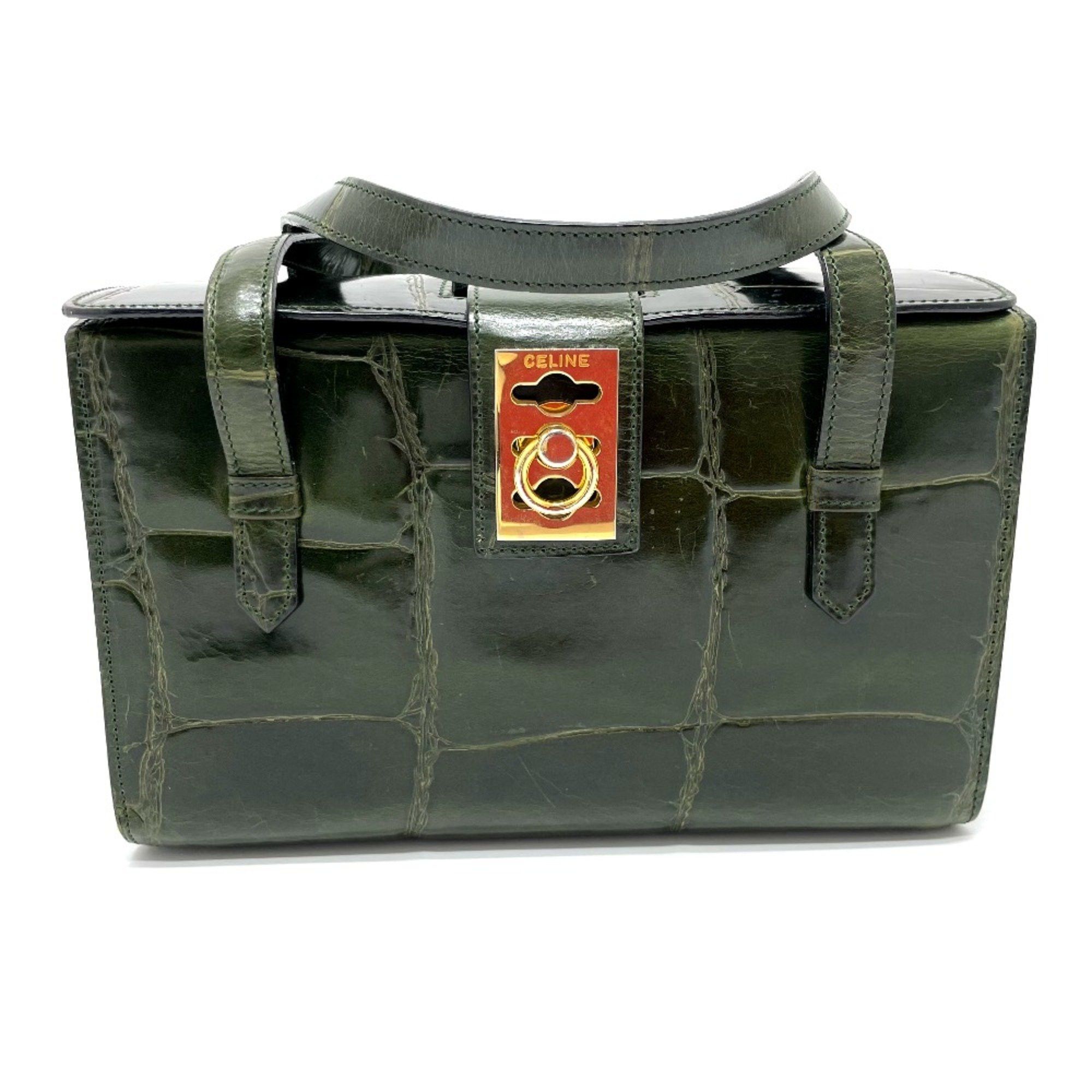 Celine CELINE Croco embossed bag vanity box type Hand Bag Green Size ONE SIZE - 1 Thumbnail