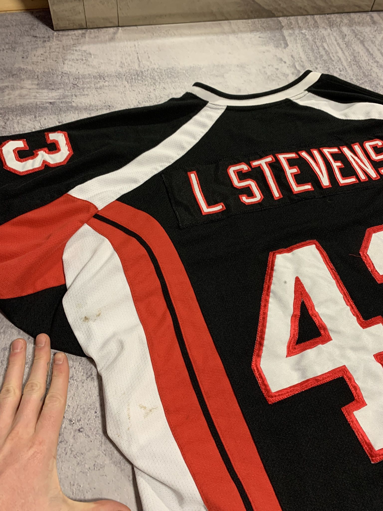 NFL Cardiff Fire Ice Hockey Match Worn Jersey L Stevens Size US XL / EU 56 / 4 - 10 Thumbnail