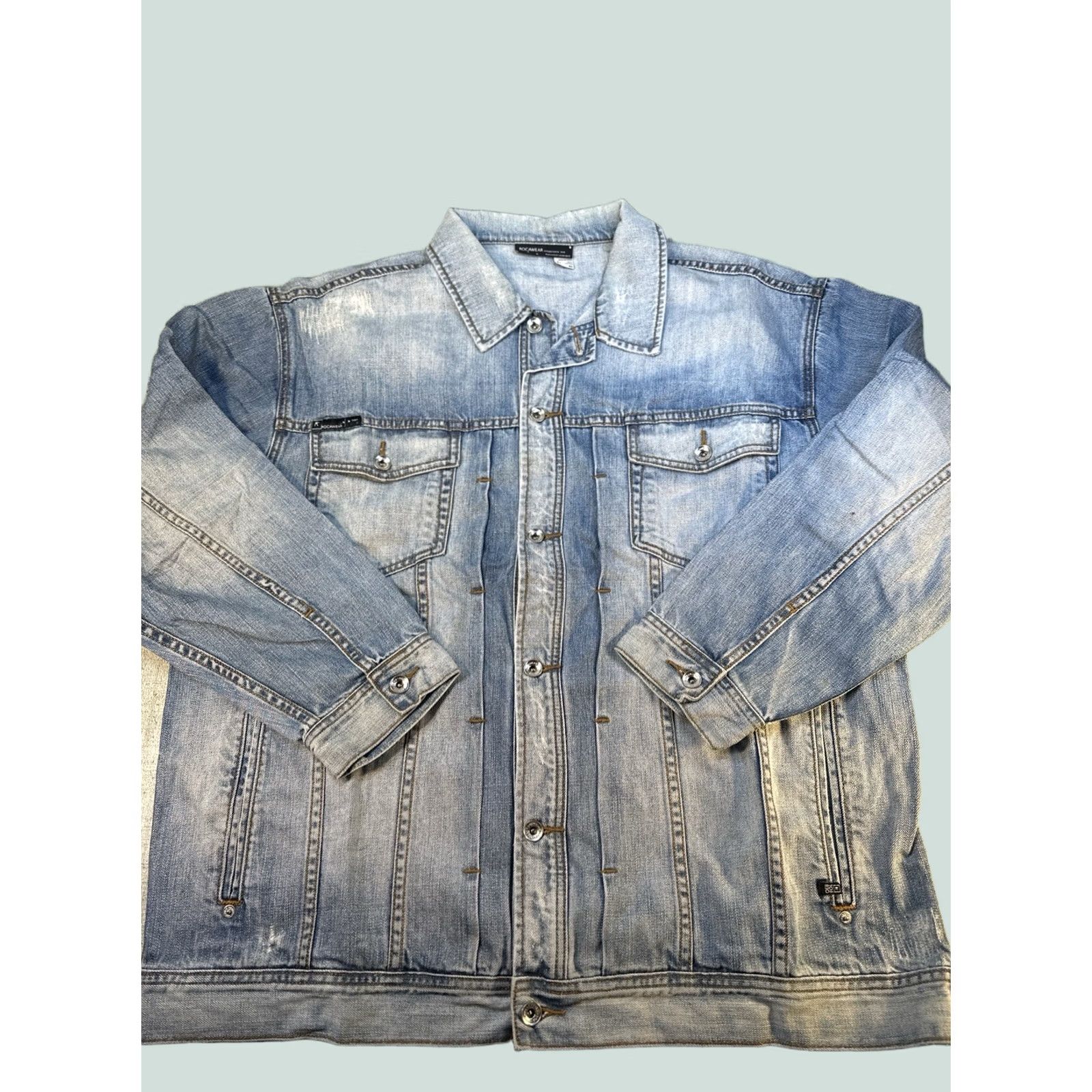 Rocawear VINTAGE Rocawear Denim Jacket 46 Men Blue Hip Hop Streetwear Y2K Rare Denim Jacket Size US S / EU 44-46 / 1 - 1 Thumbnail